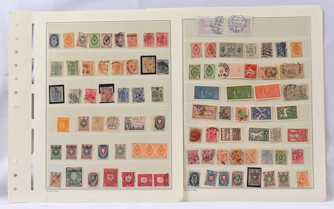Stockpages with mixed stamp lot of Finnish material and also some