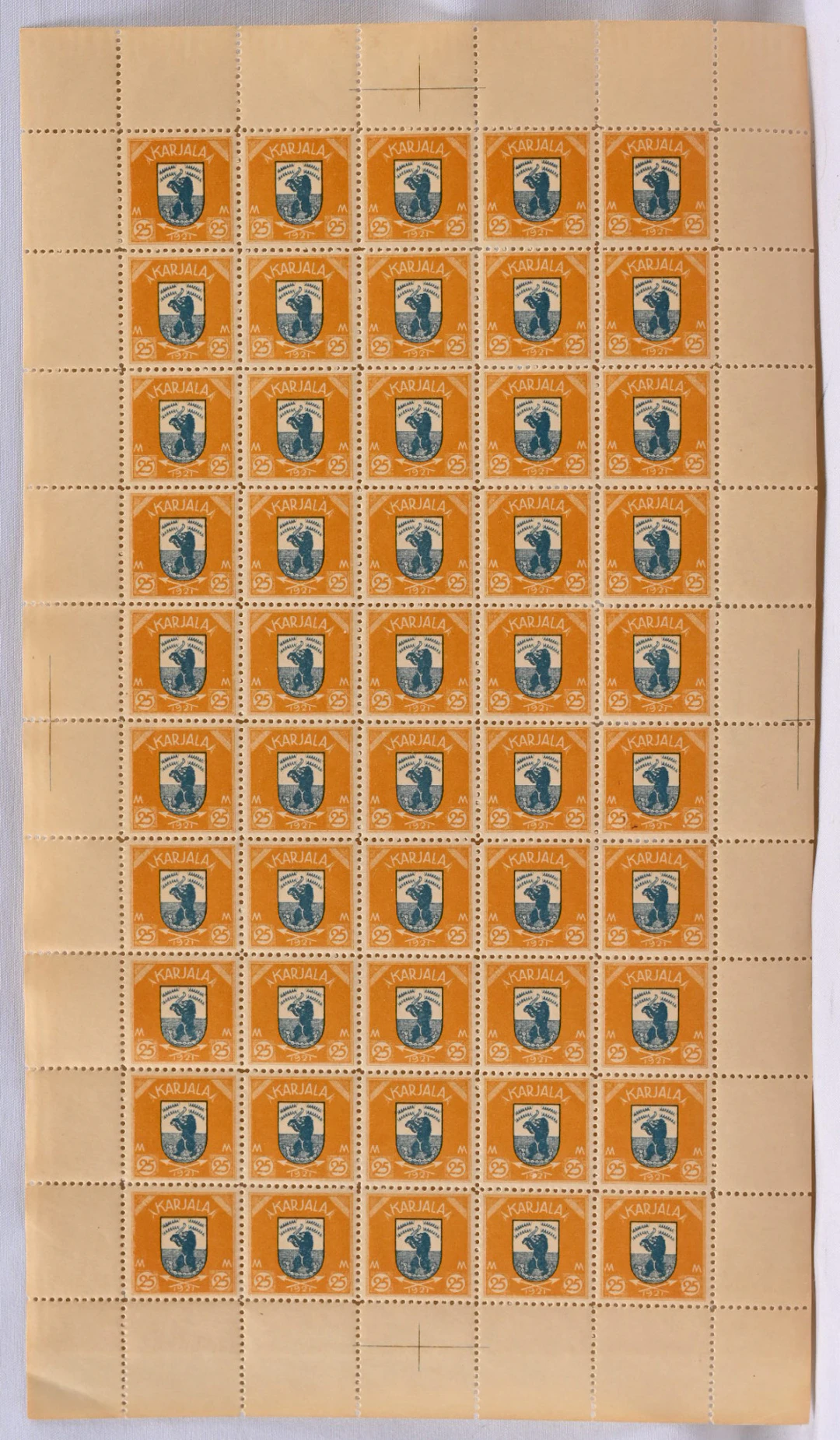 25 markka B fine COMPLETE SHEET of 50 stamps, very fine mint **