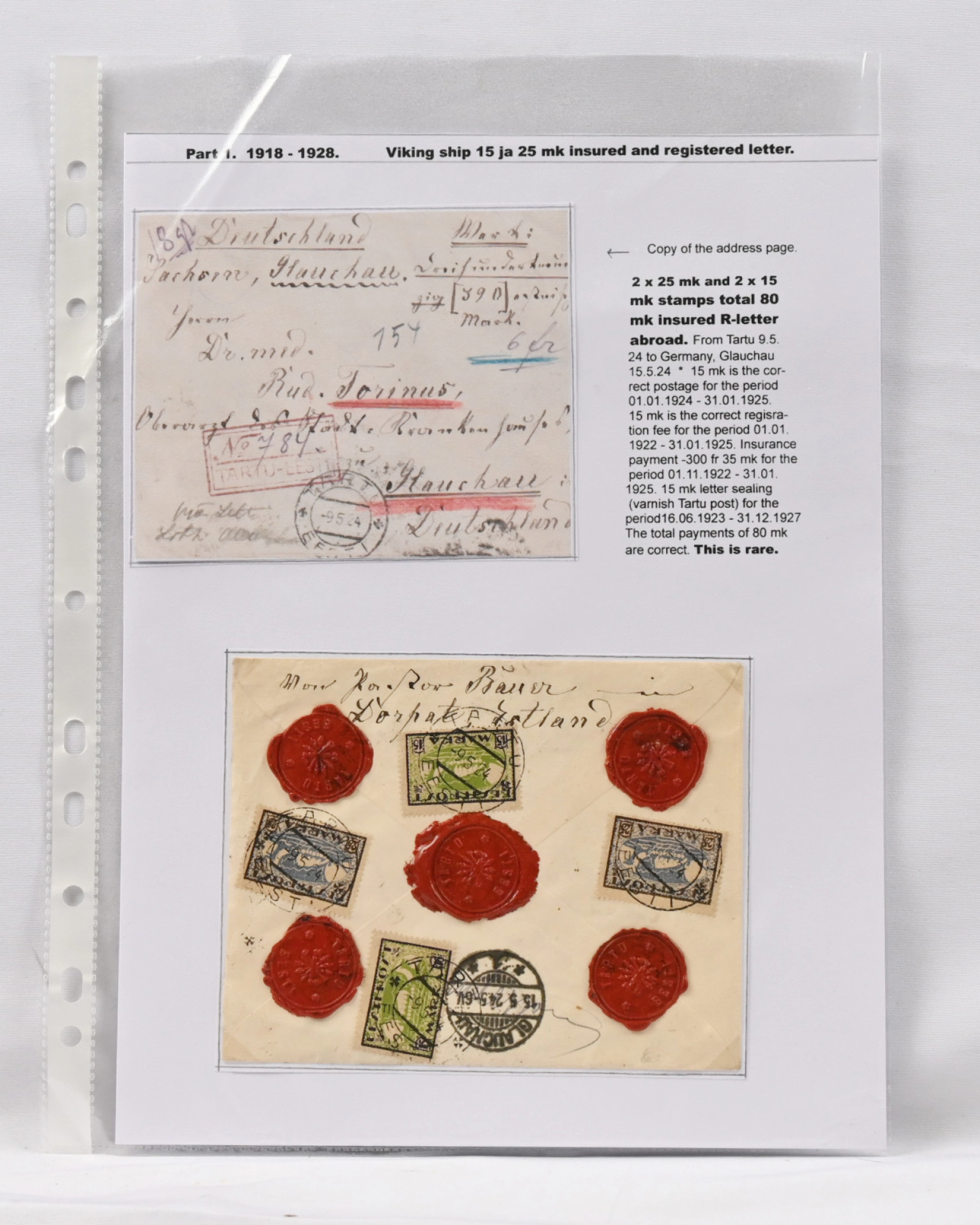 1920 Viking ship 15 markka and 25 markka Mi 23A-24A, two of both stamps