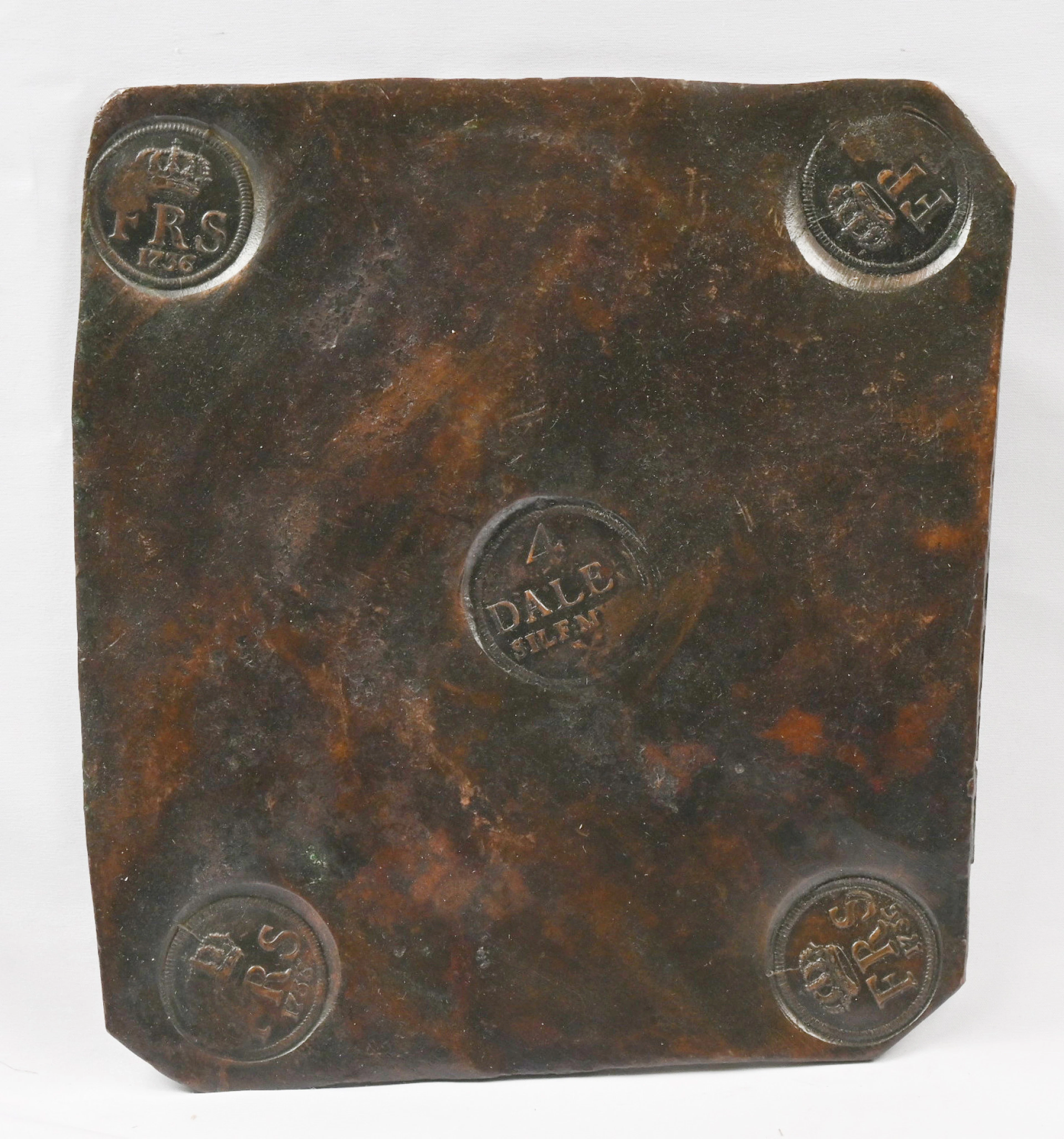 Sweden 1736 4 Daler plate money, size approximately 23 x 25 cm, weight