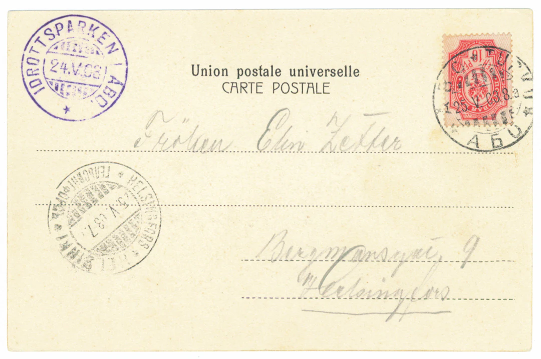 Idrottsparken i Åbo 1908 cancellation on an issue 1901 card, rare.