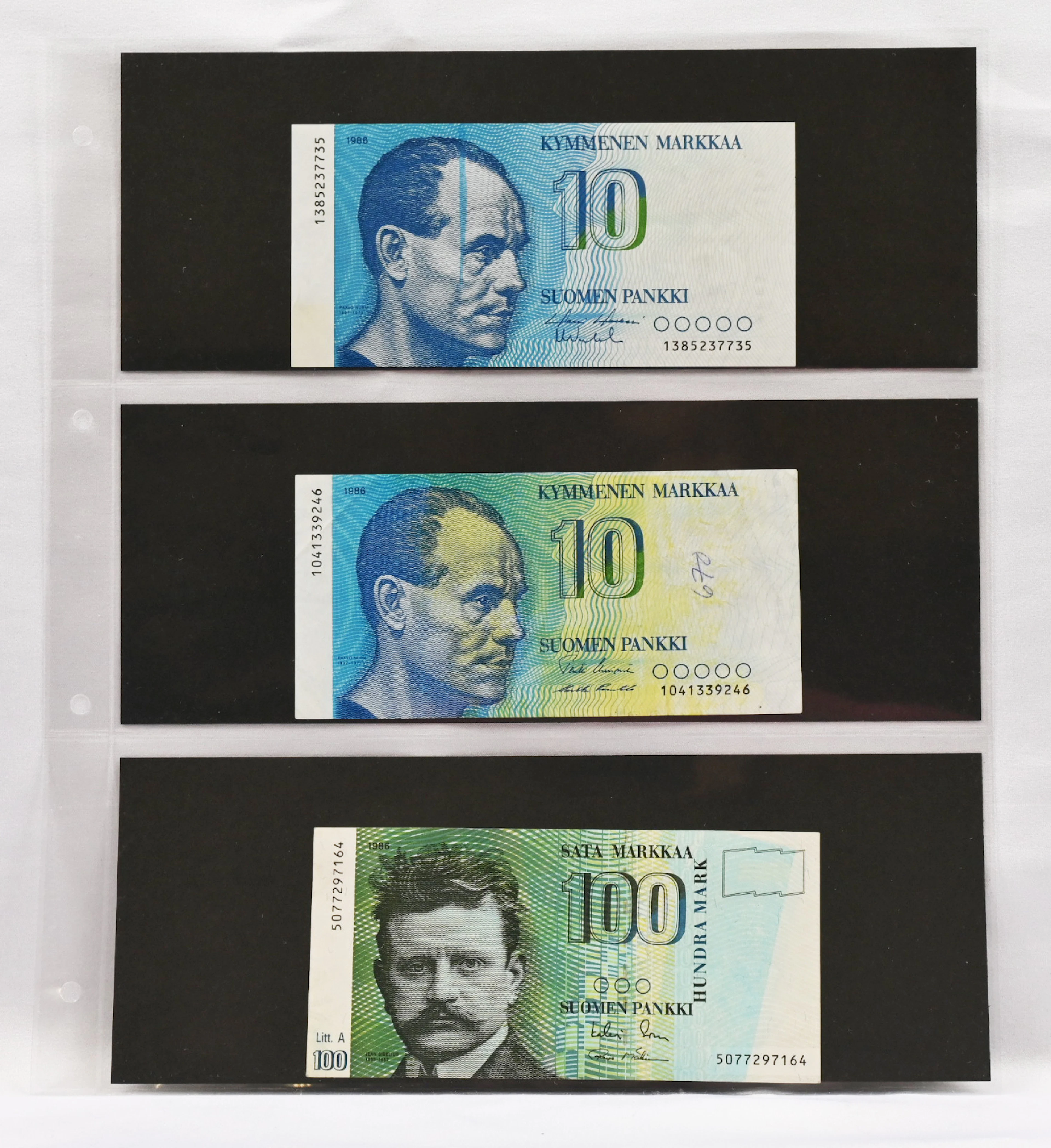 1986 selection three banknotes with extra color!