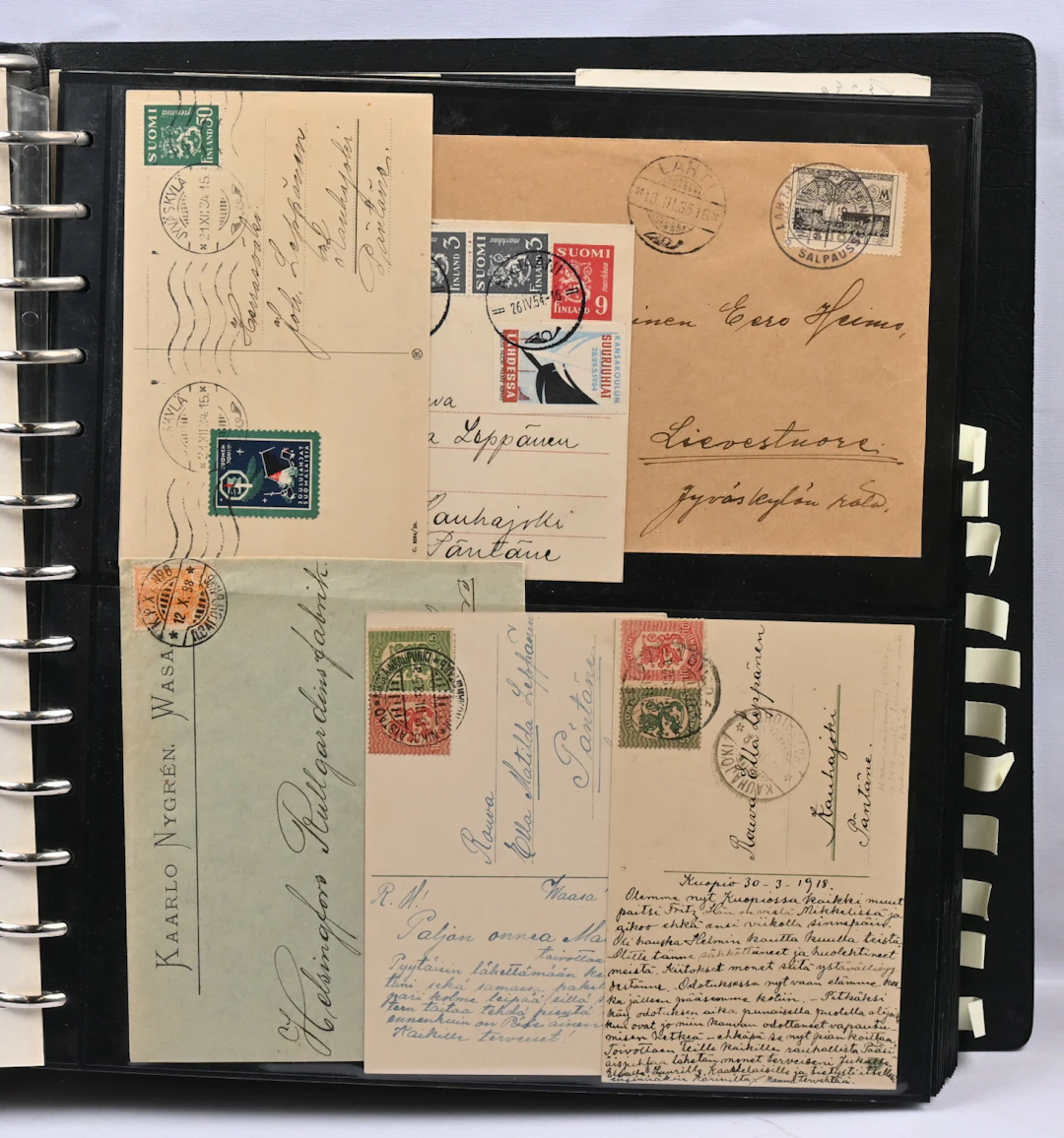 Old topographical cards over 100 pieces in an album. Most Jyväskylä