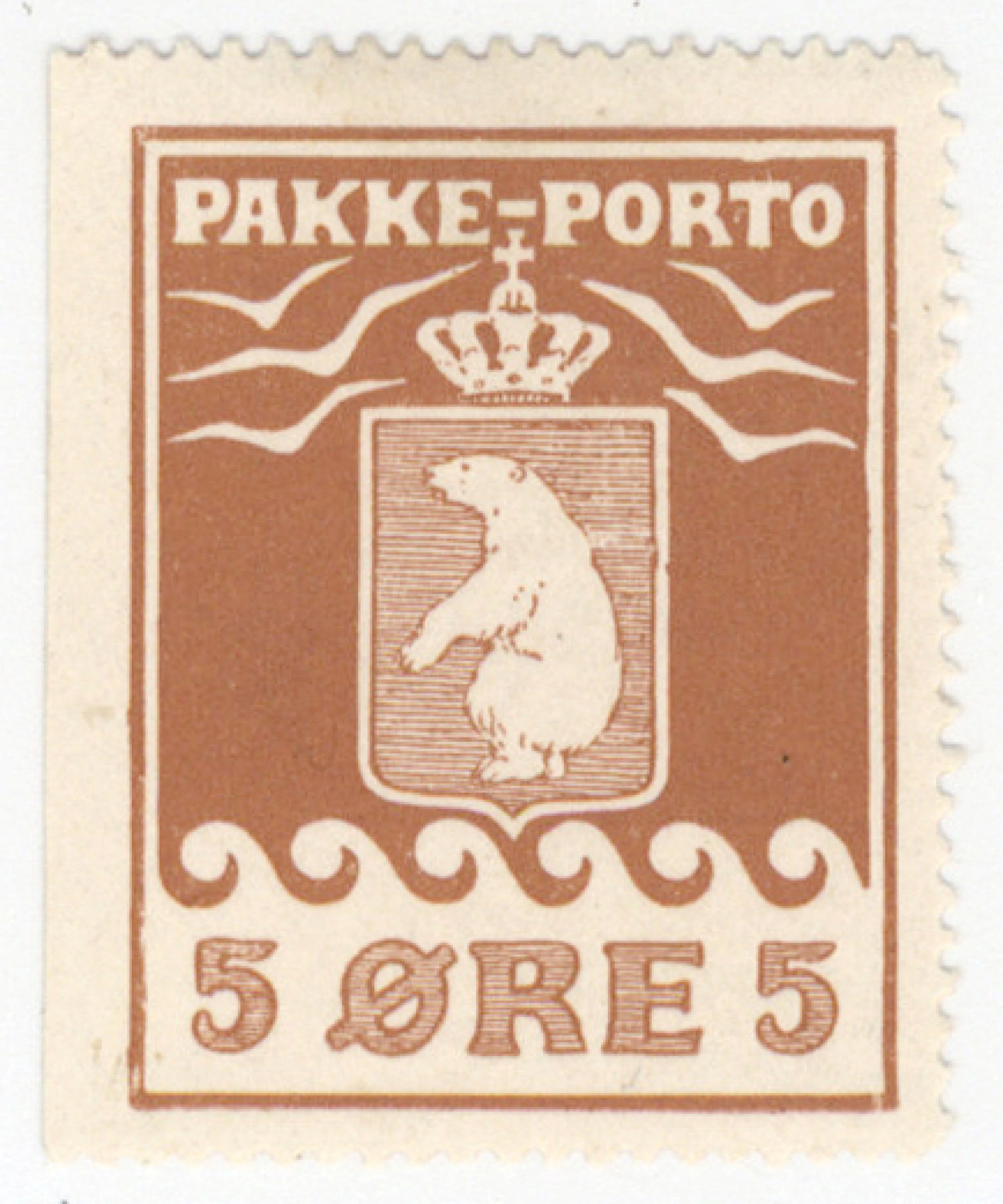 5 öre brown, 2nd printing, dull red-brown F P2IIB. Imperforate from