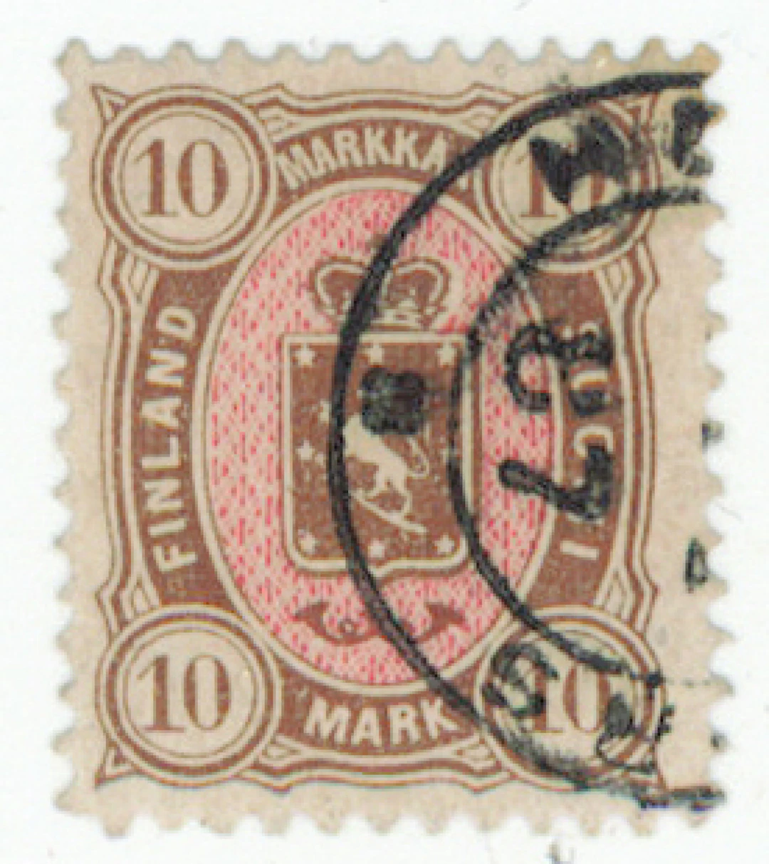 10 markka beautiful Helsingfors 1887. In the upper corner a little dark tint.