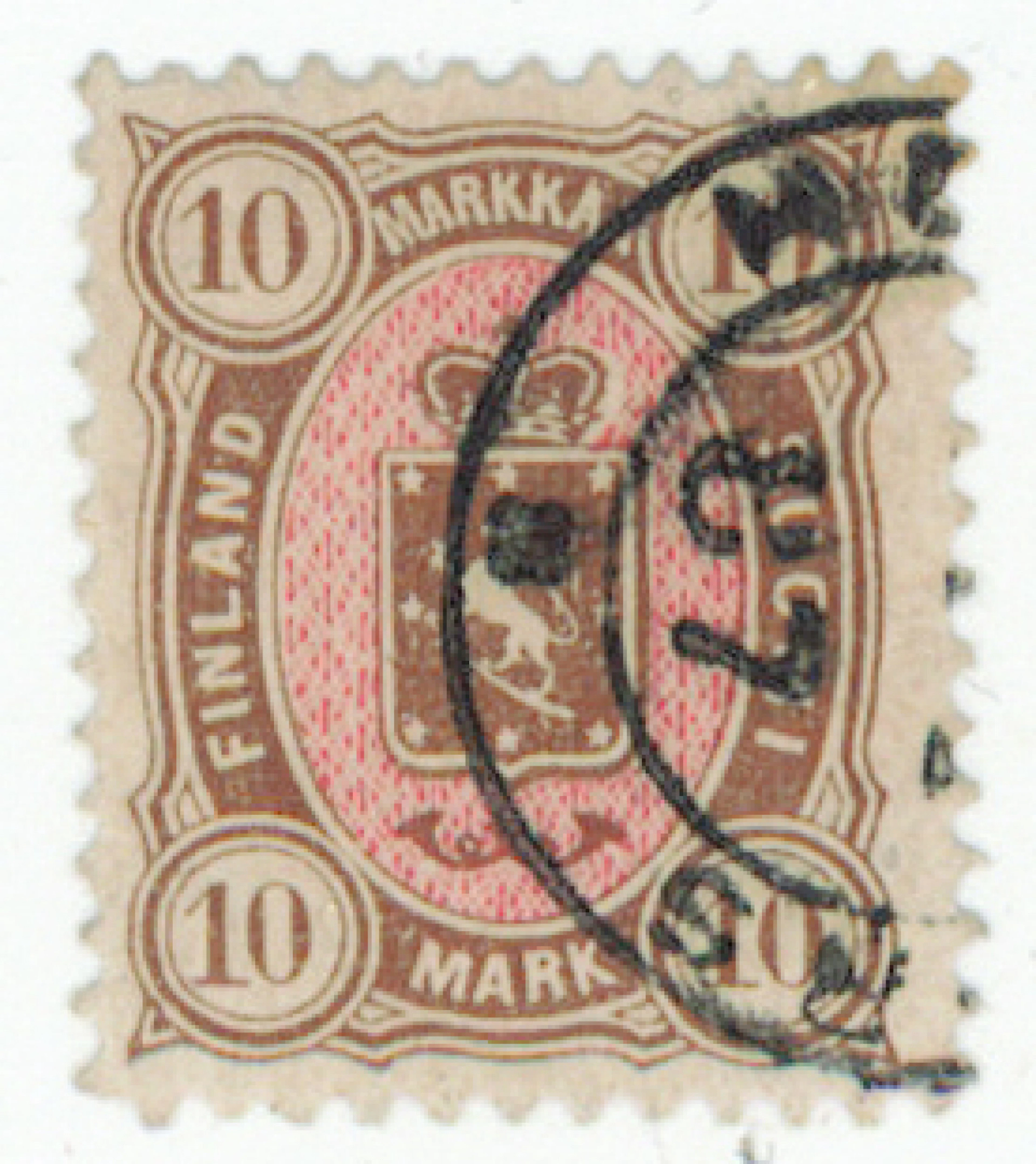 10 markka beautiful Helsingfors 1887. In the upper corner a little dark tint.