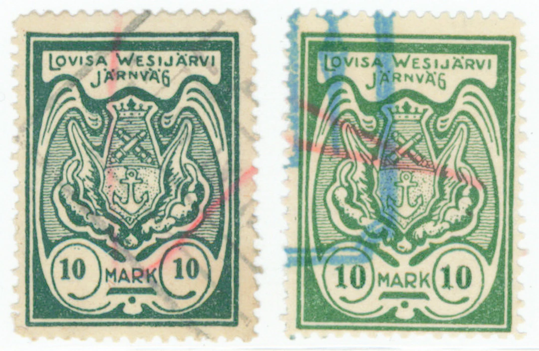 Loviisa Wesijärvi railway 10 markka small and medium letters!