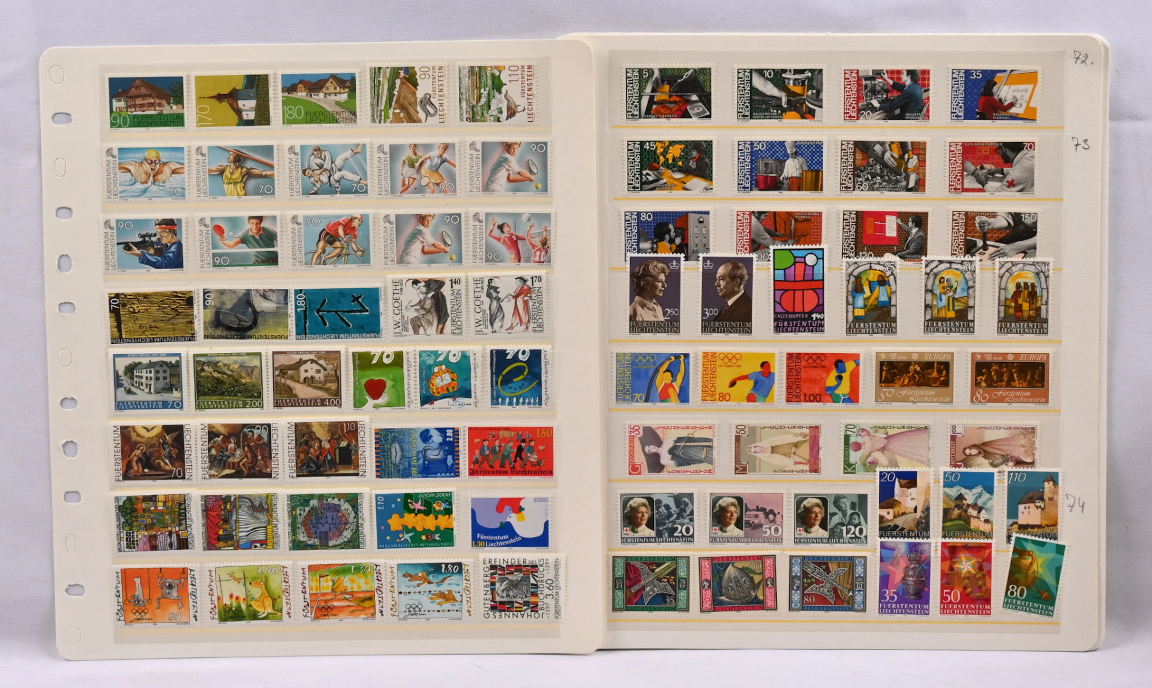 Used complete sheets over 320 different, also selection of MNH ** stamps