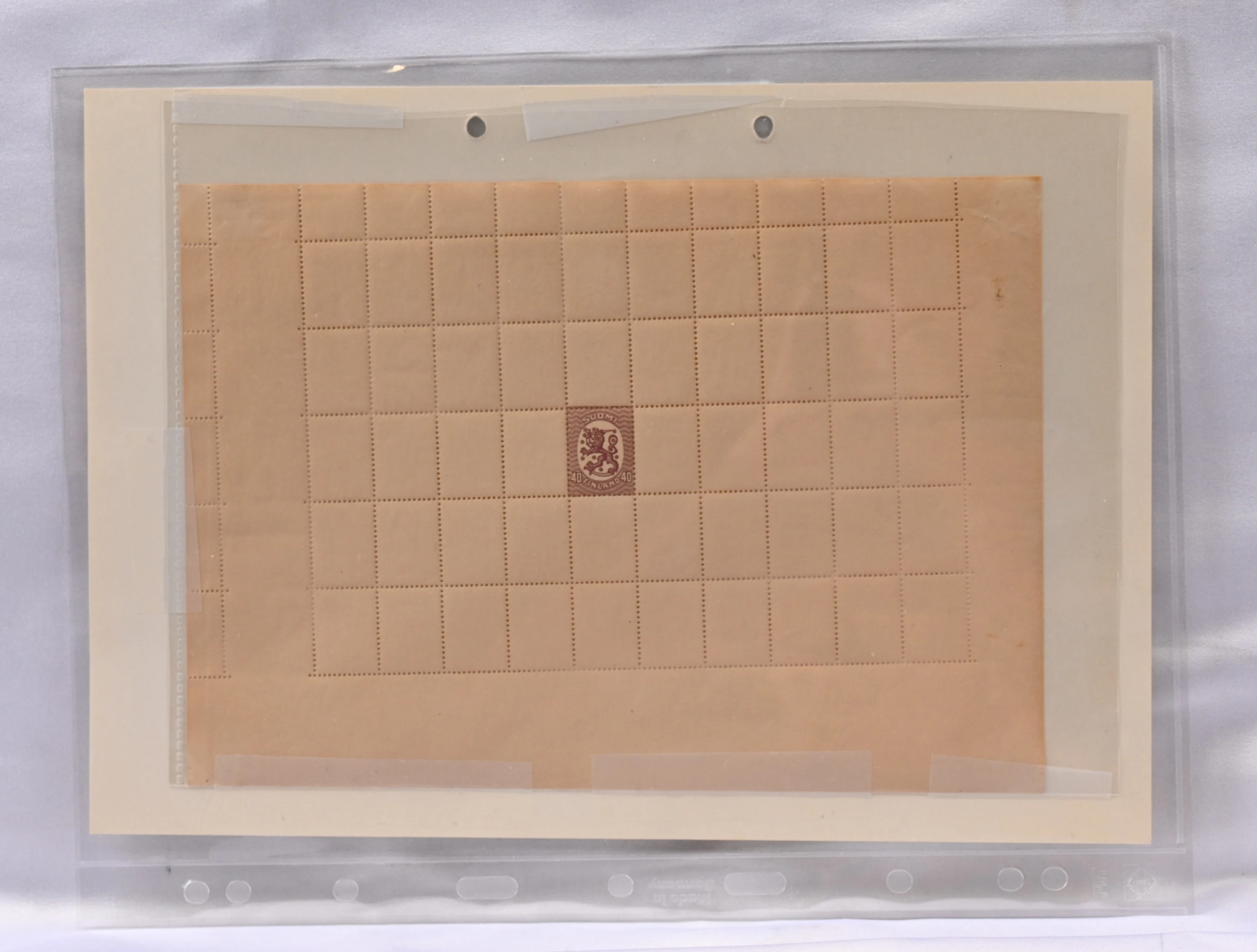 40 penni lilac large-sized sample sheet. Very fine mint **. Certificate: