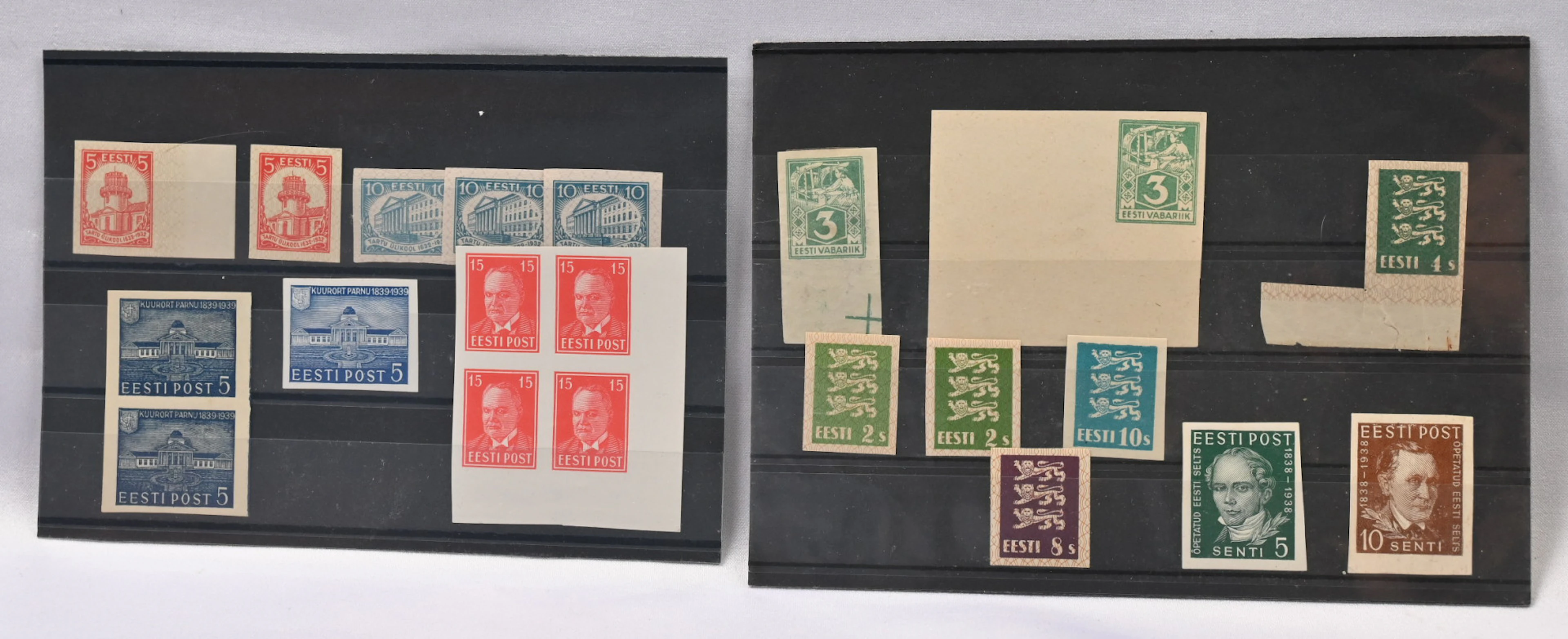 Selection of proofs/imperforate stamps on two stockcards, in total
