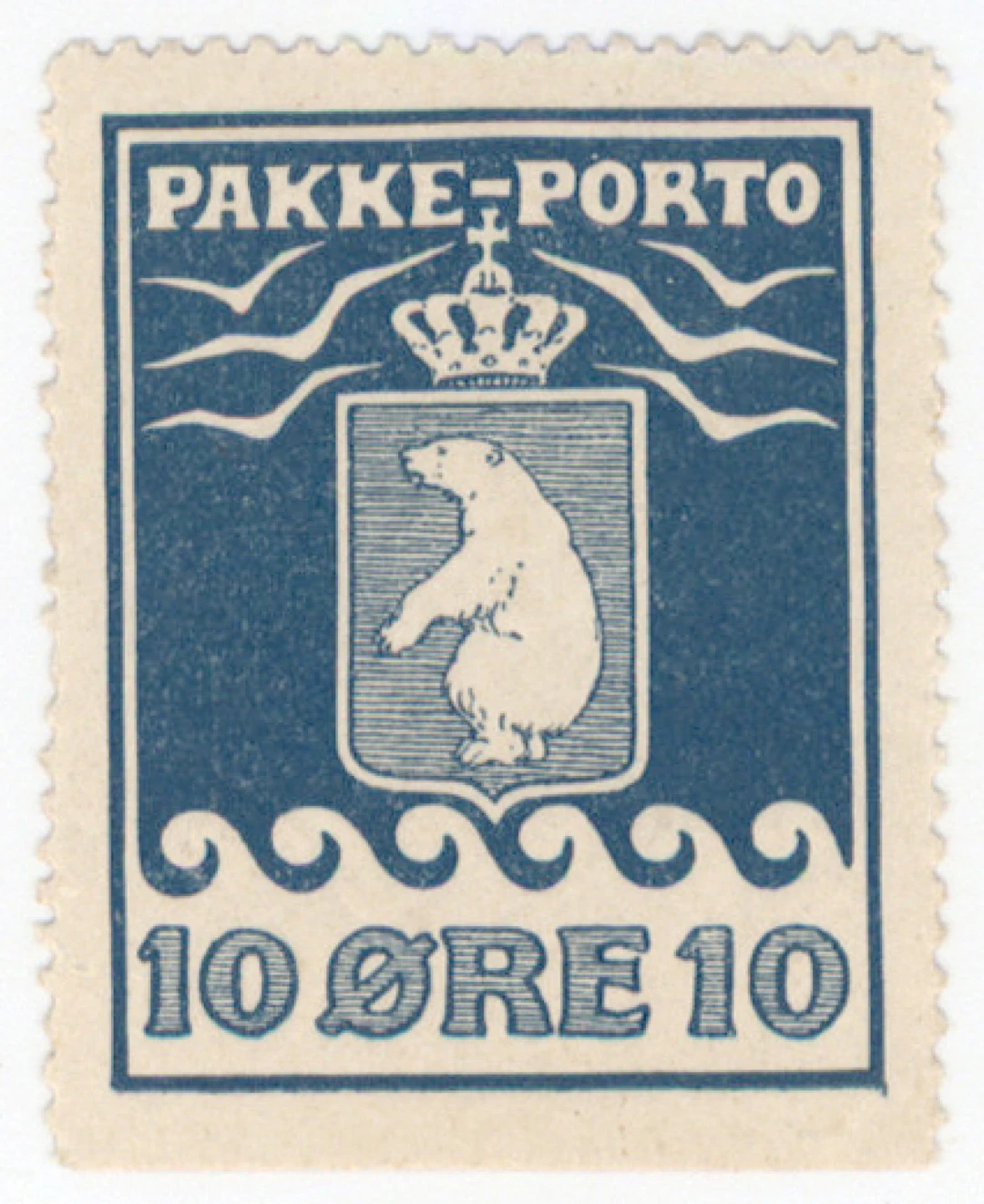 10 öre blue, 2nd printing F P3IIB. Imperforate from bottom, plate