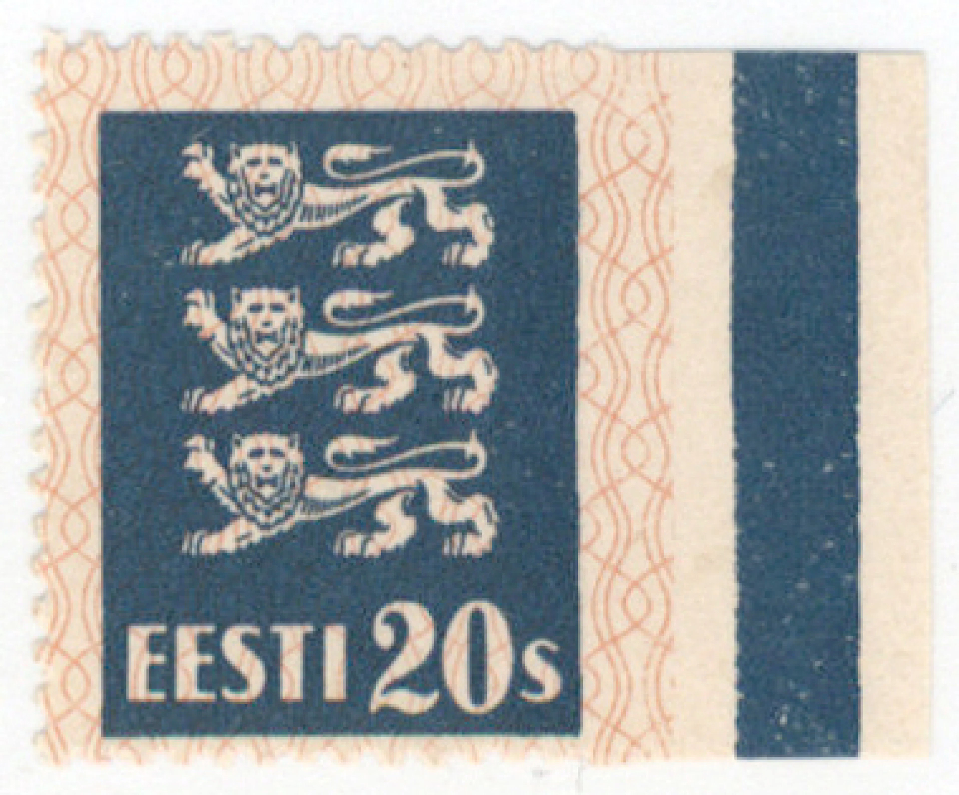 1928 Lions 20 sent Mi 82, mint * stamp, right side IMPERFORATE.
