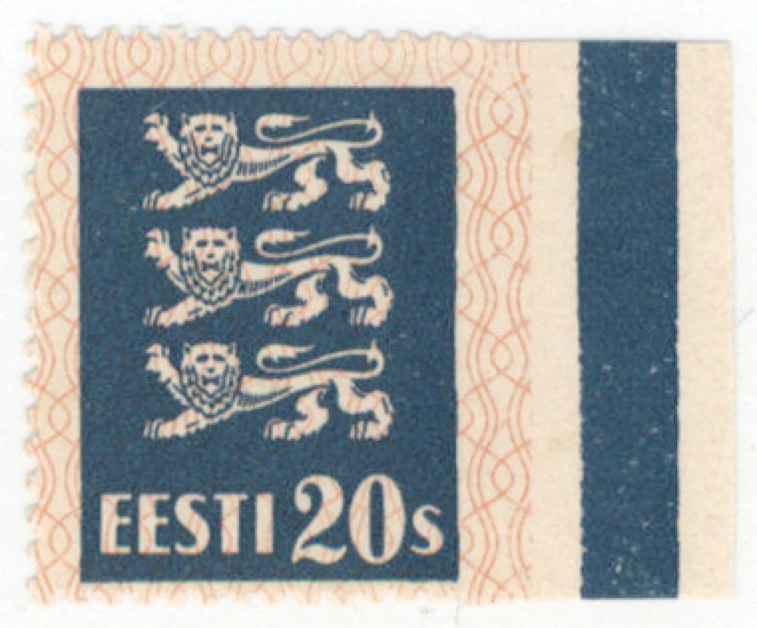1928 Lions 20 sent Mi 82, mint * stamp, right side IMPERFORATE.