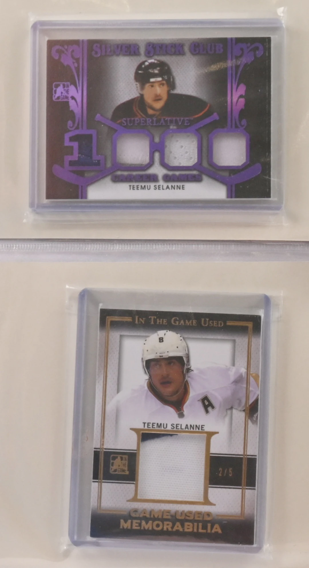 Teemu Selänne ITG 1000 Games Superlative jersey and ITG Game-Used