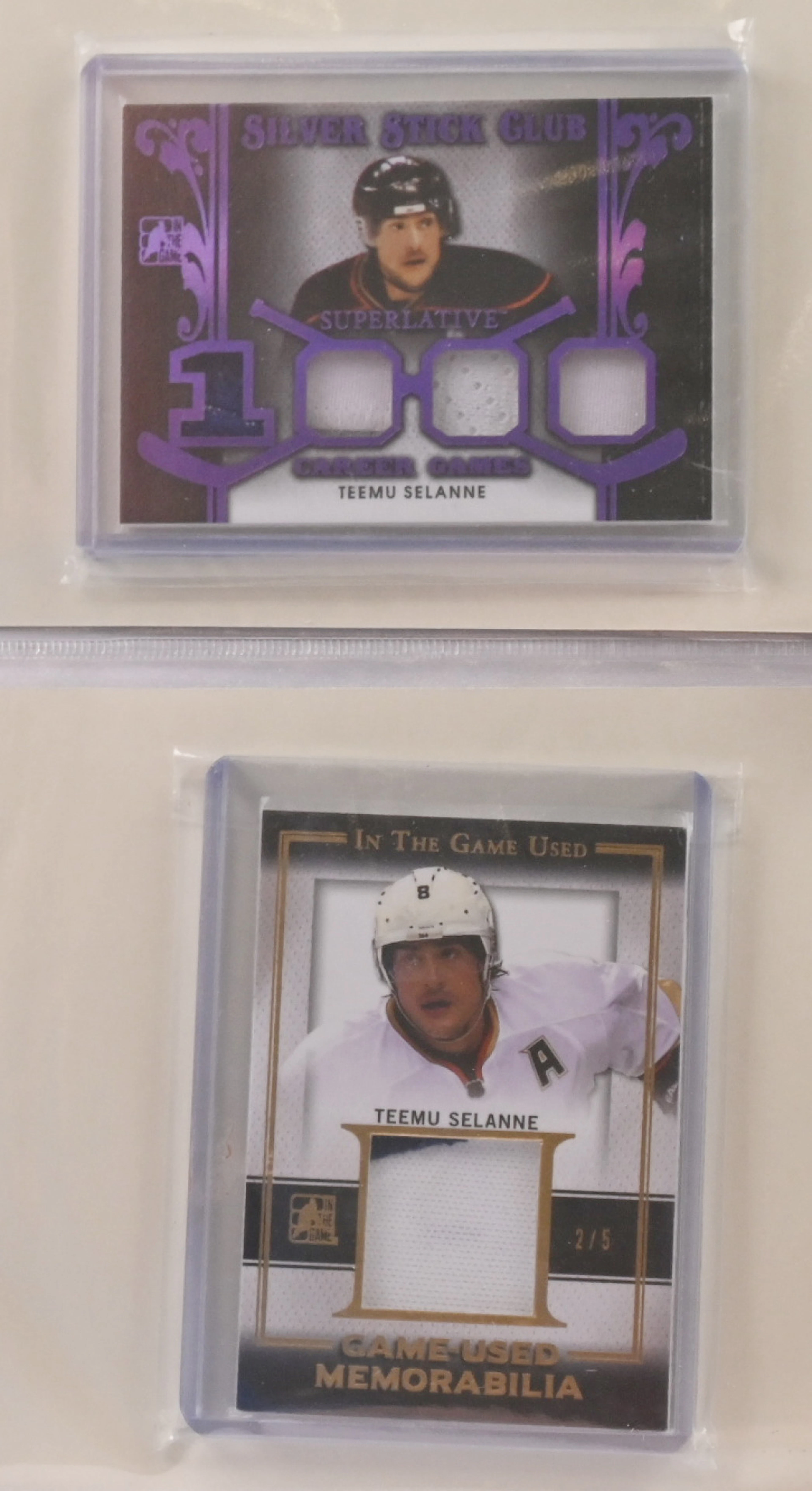 Teemu Selänne ITG 1000 Games Superlative jersey and ITG Game-Used