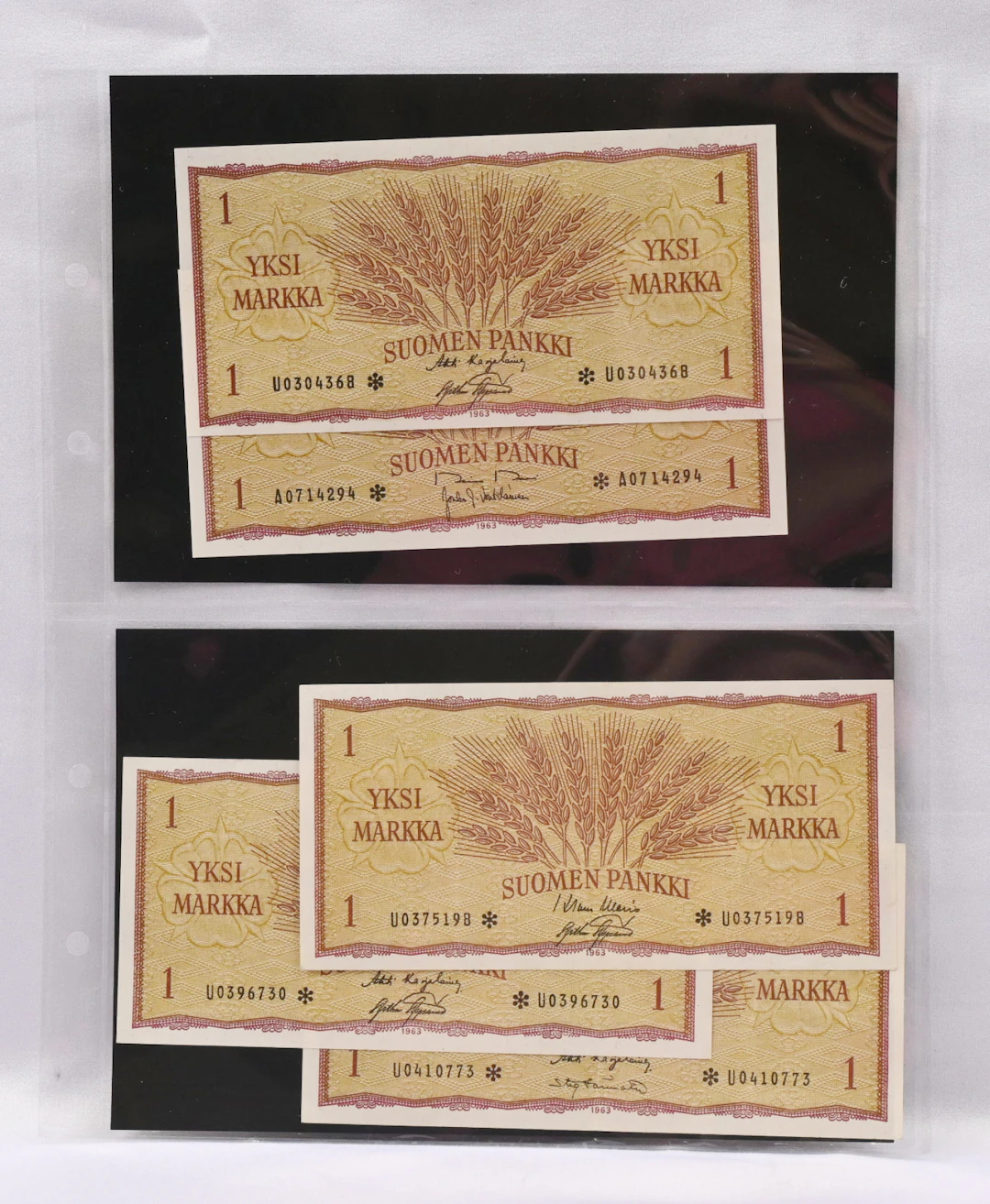 1963 1 markka replacement banknotes A* and U* condition 0-, K* two