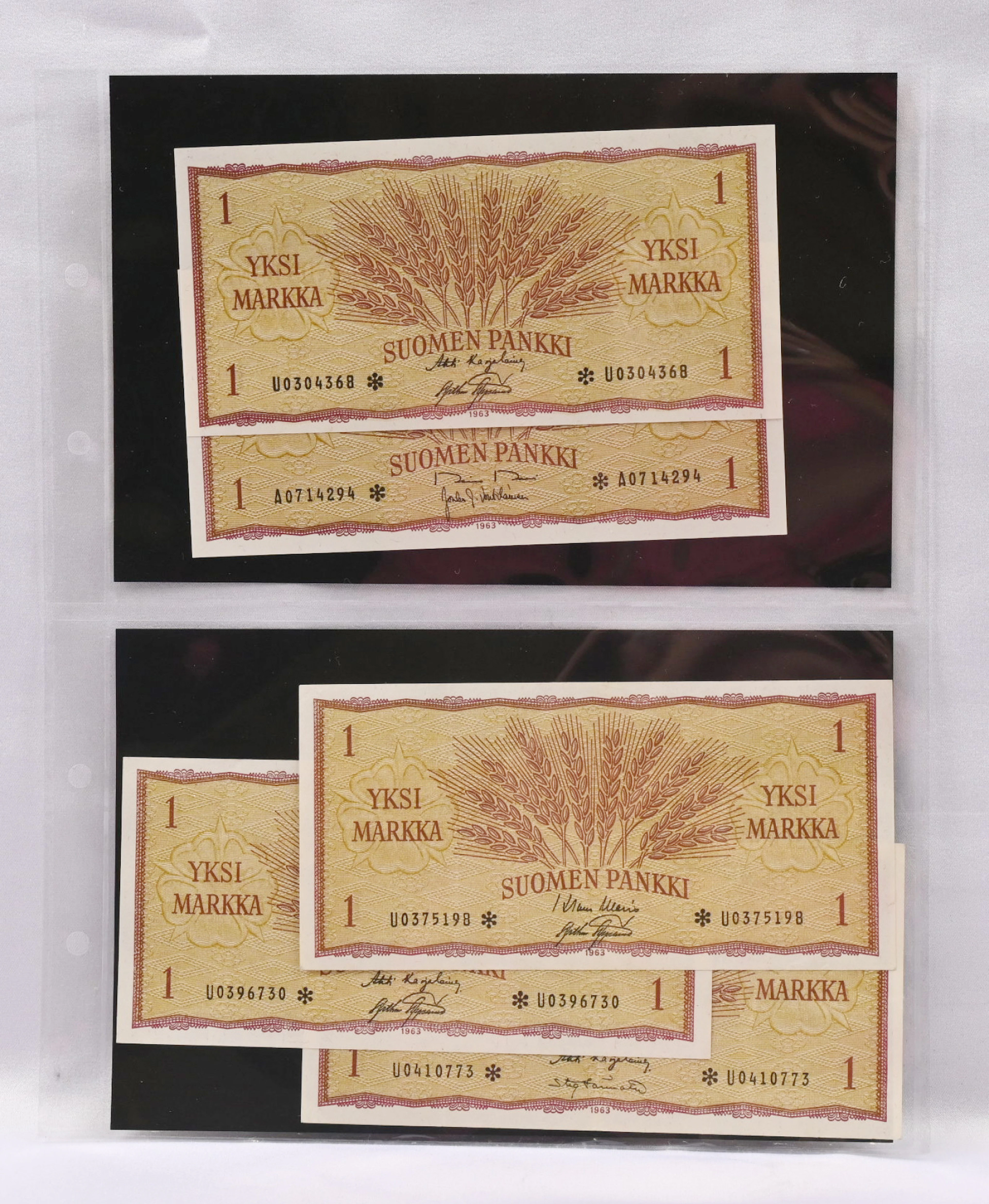 1963 1 markka replacement banknotes A* and U* condition 0-, K* two