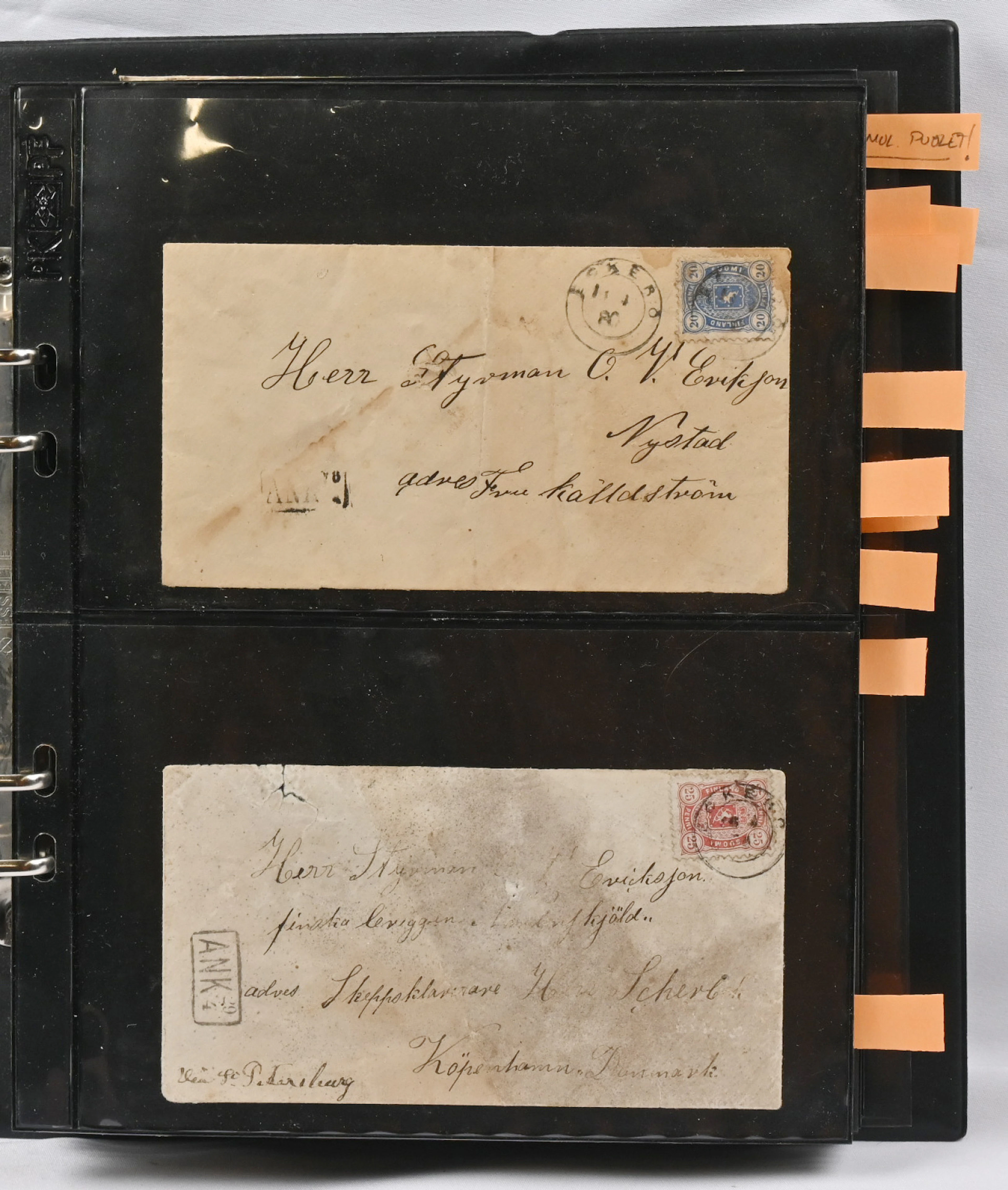 From the 1860s onwards over 60 postal items in an album. Mainly Aland