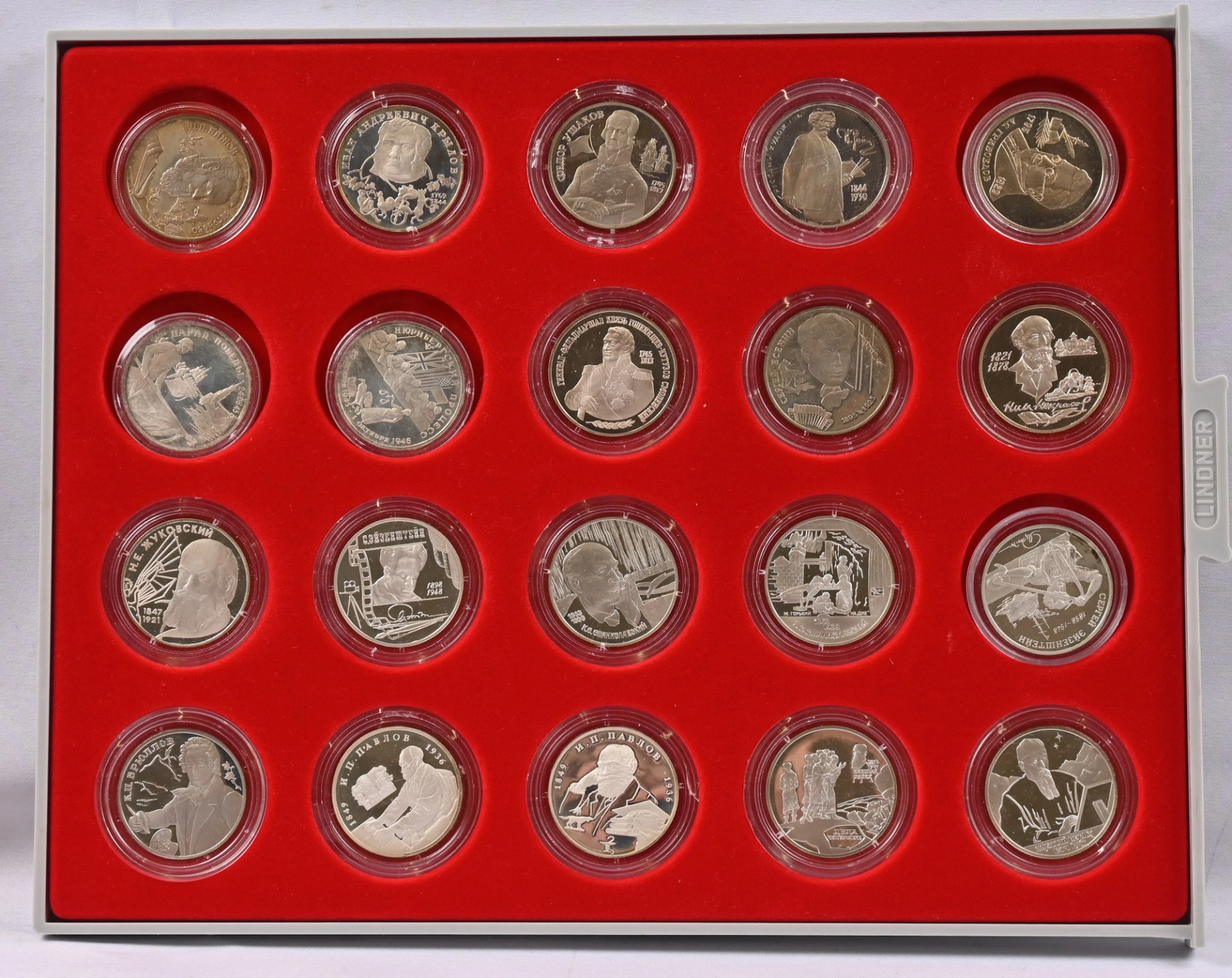 1994 - 1999 20 different 2 Rouble silver commemorative coins in capsules.