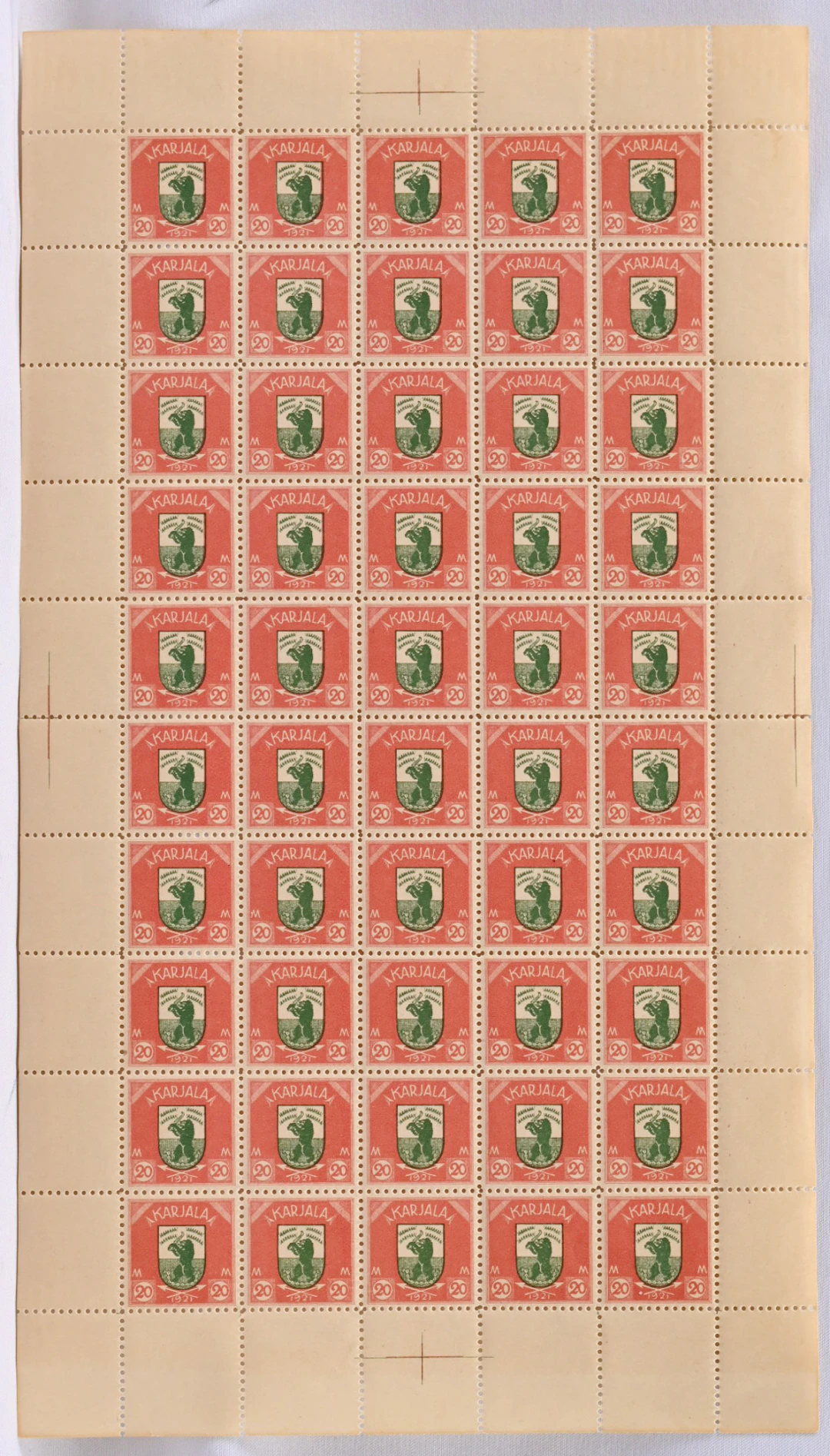 20 markka fine COMPLETE SHEET of 50 stamps, very fine mint **
