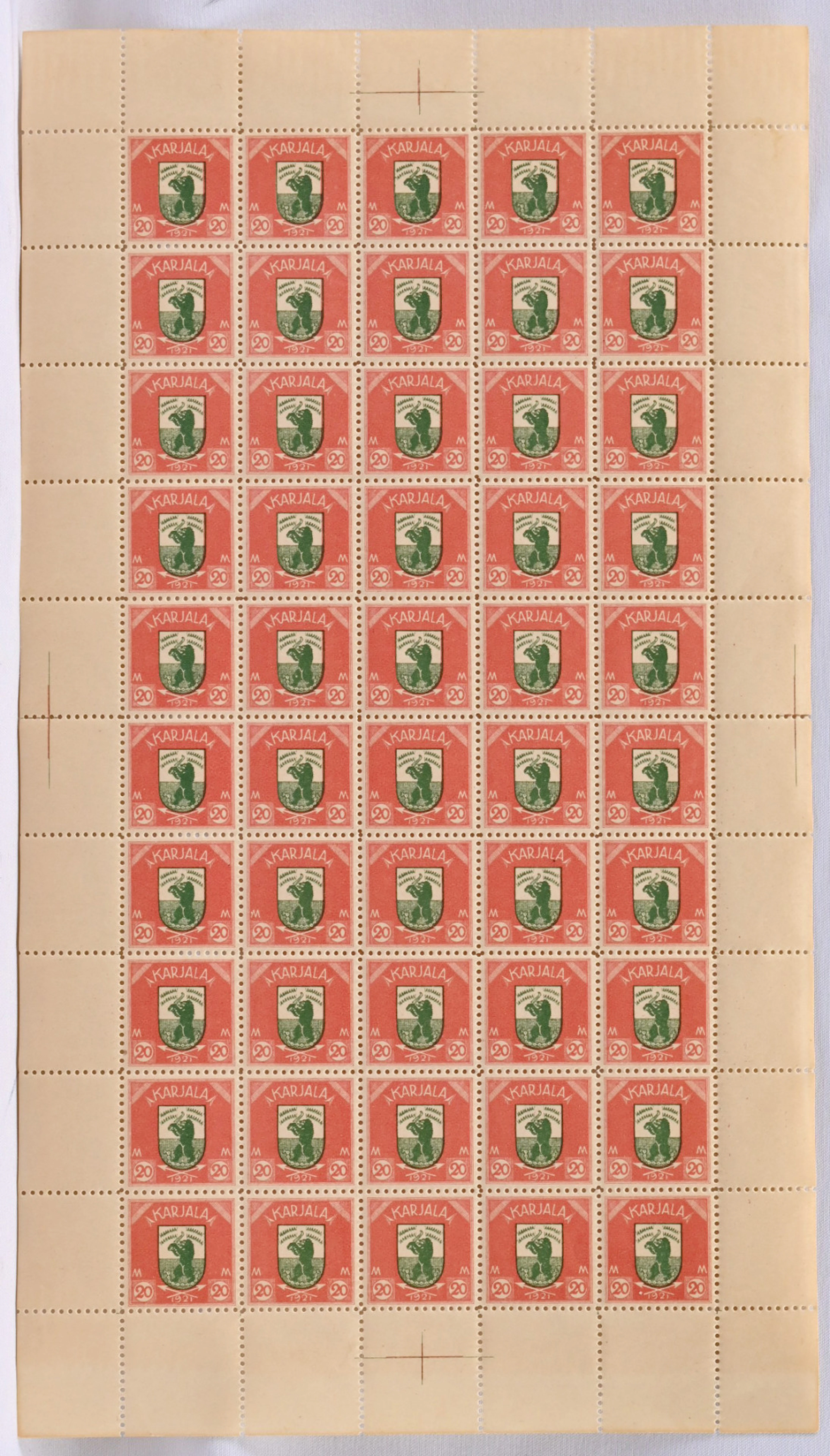 20 markka fine COMPLETE SHEET of 50 stamps, very fine mint **