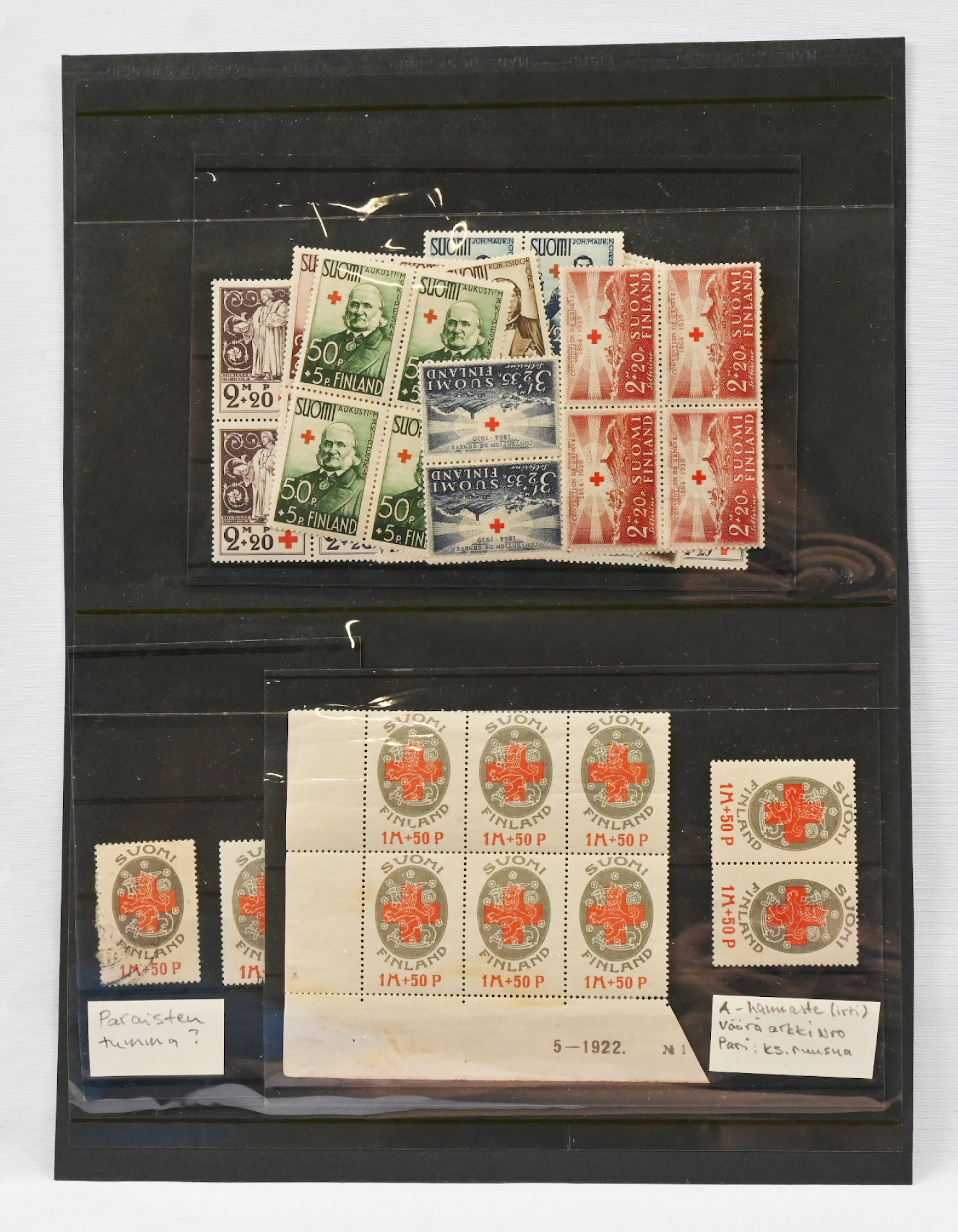1922 onwards fine selection on stockcards, eg. nice Red Cross very