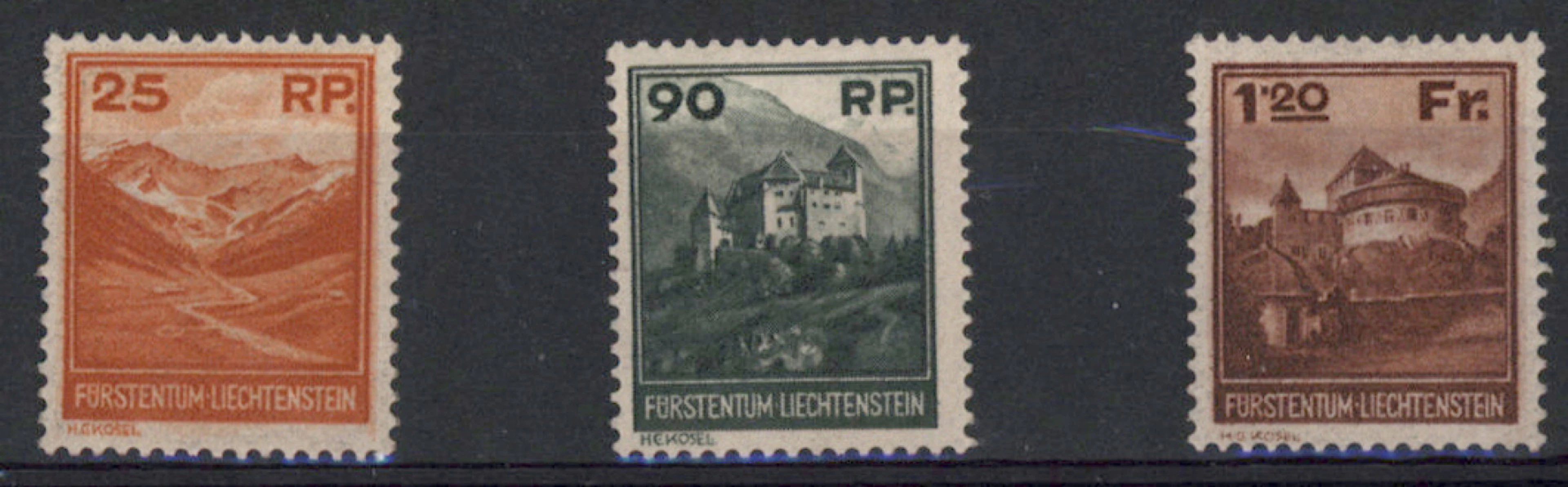 1933 Landscapes Mi 119-121, very fine mint ** set, Michel 1.000€.