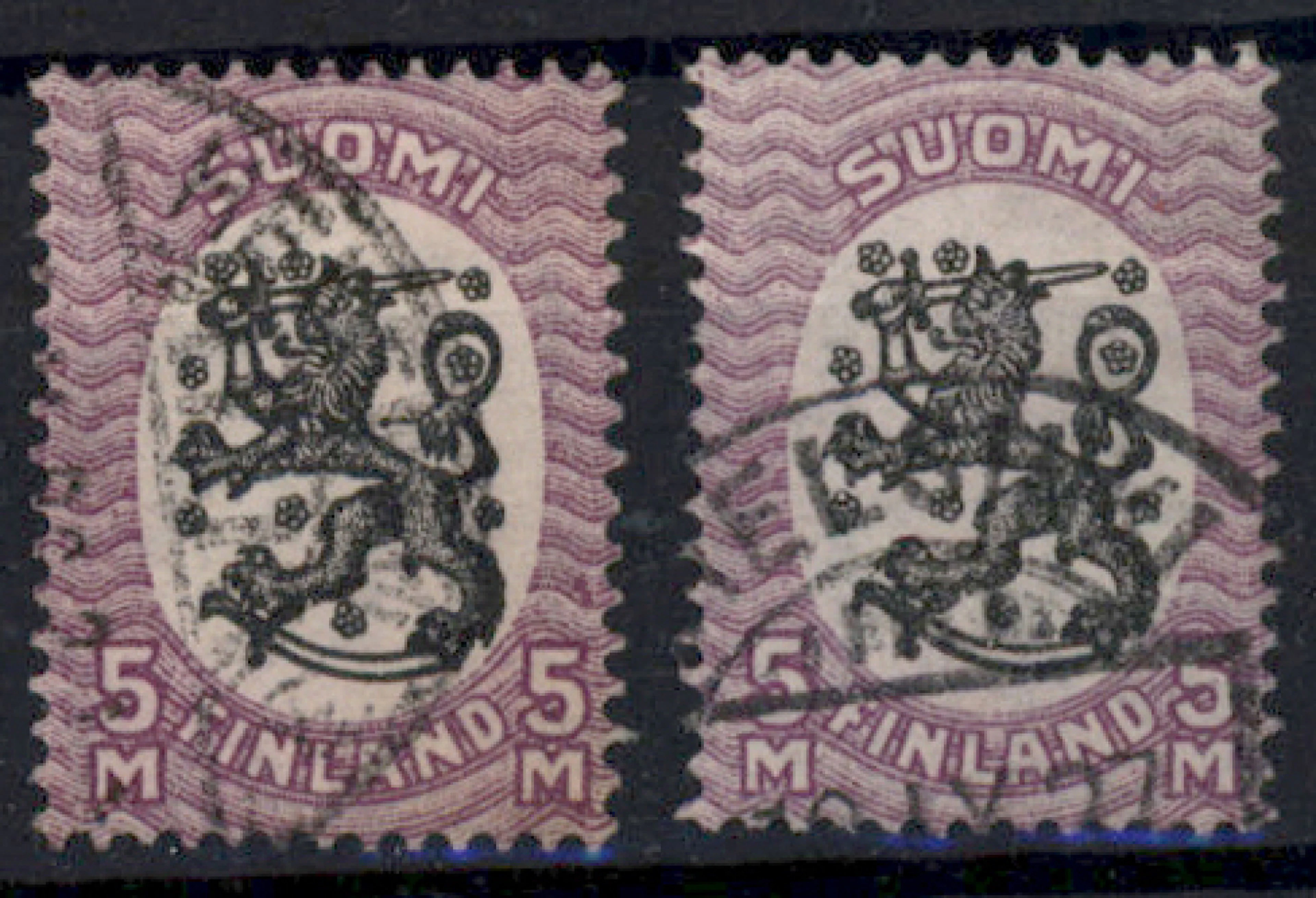 5 markka AW2 and BW2 beautiful used (L. 122AW2, BW2).