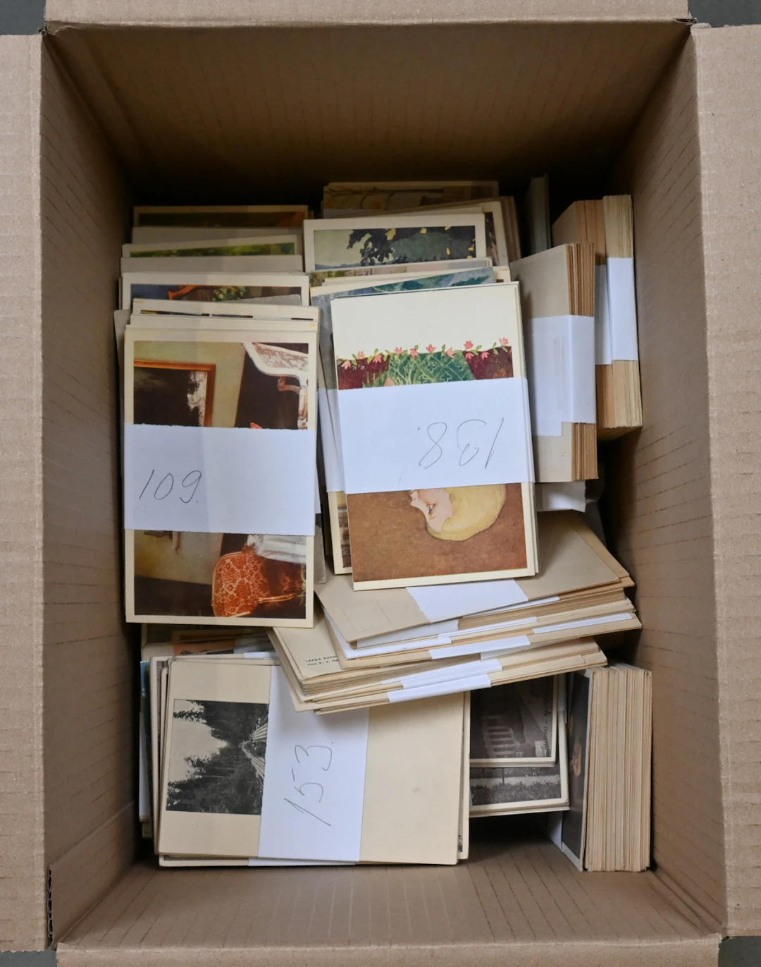 Stock selection of unused cards with duplicates in bundles. Additionally