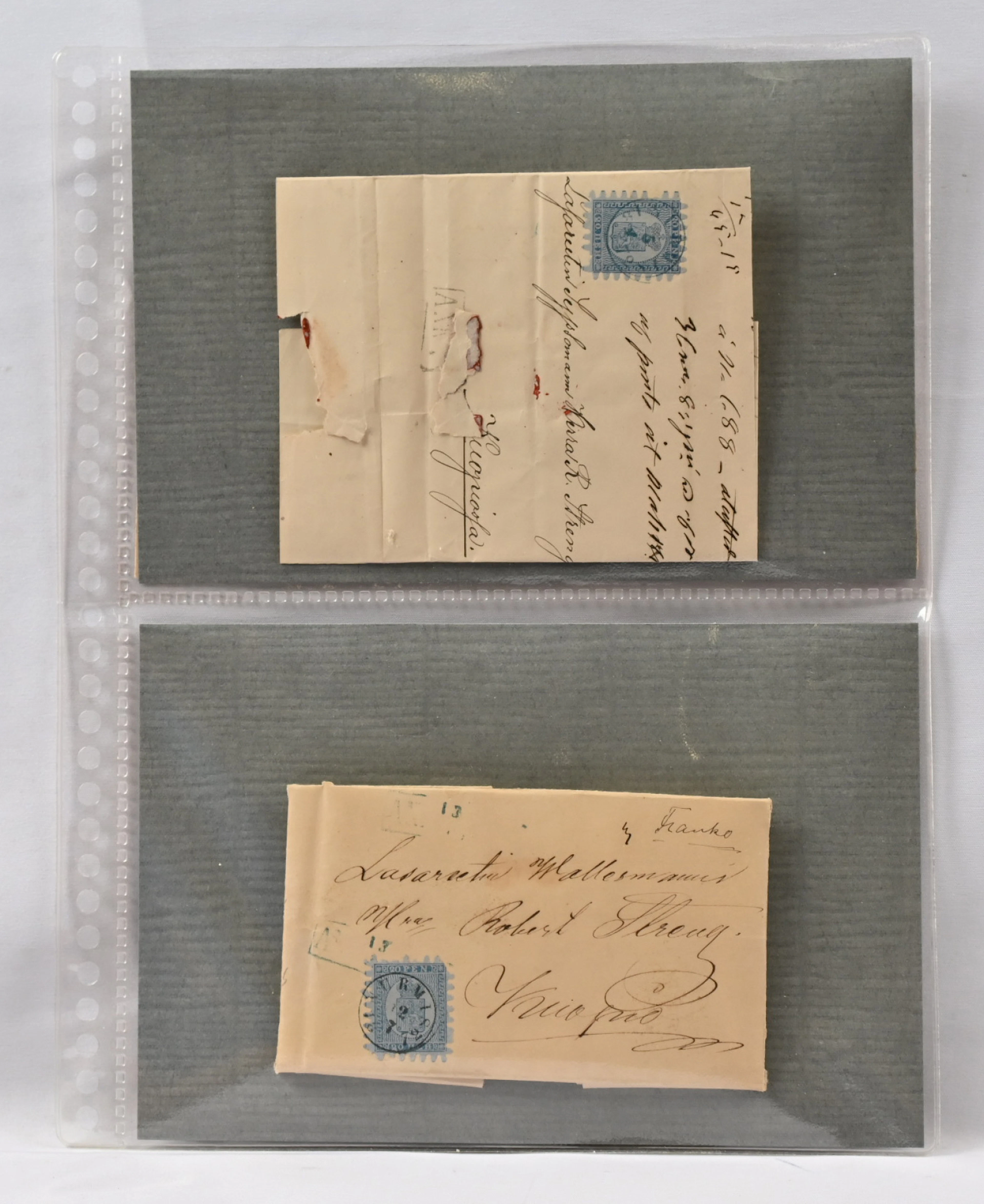 1860s onwards small lot of correspondence, eg. two postal items franked