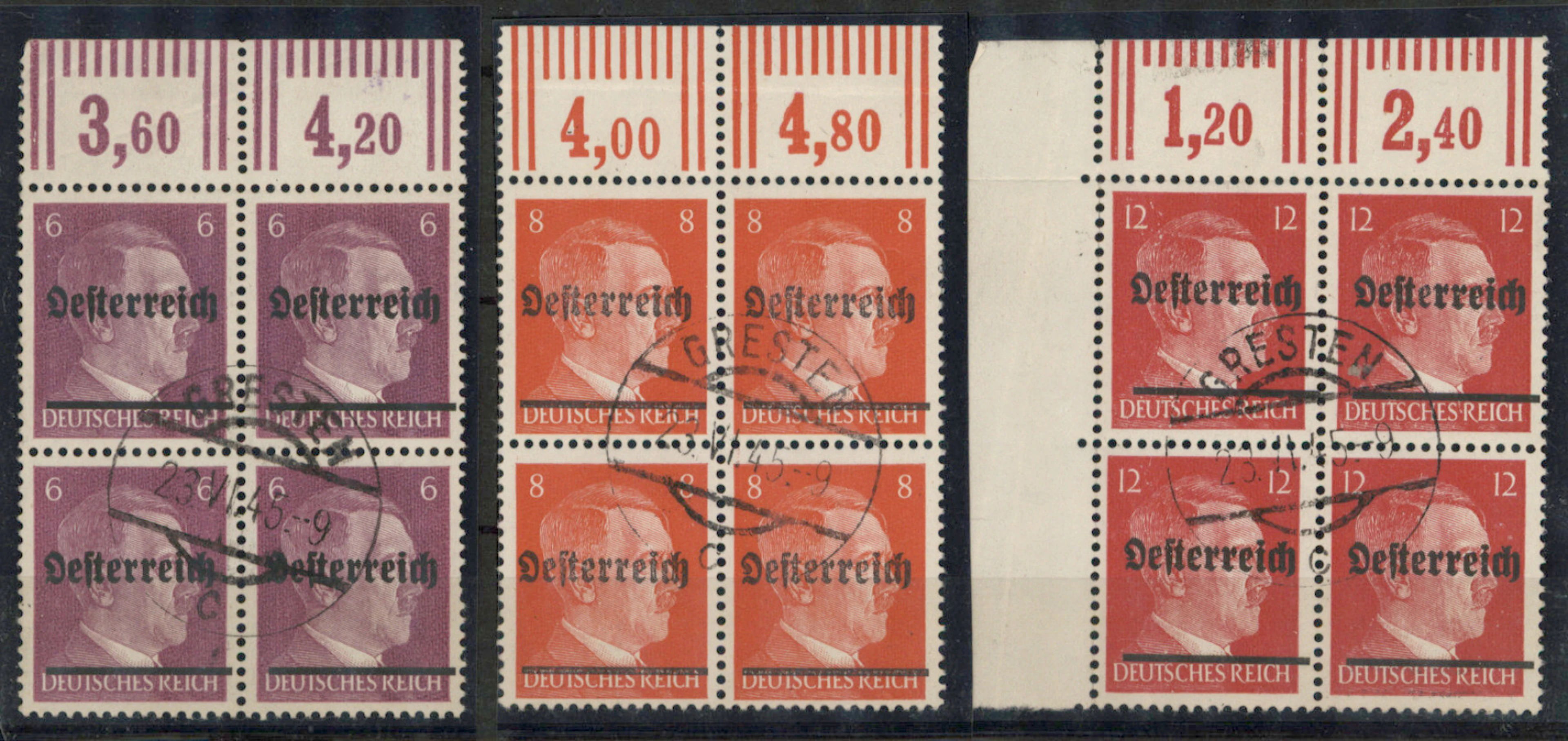 1945 local issue Scheibbs 6 pf, 8 pf and 12 pf, Mi 1I - 3I fine and