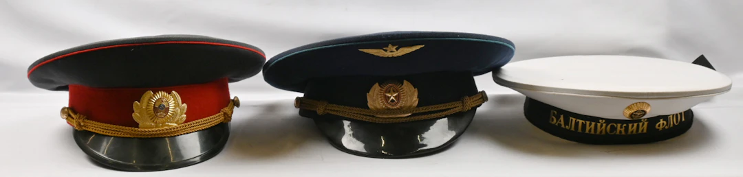 Peaked caps of different service branches of the Soviet Union army