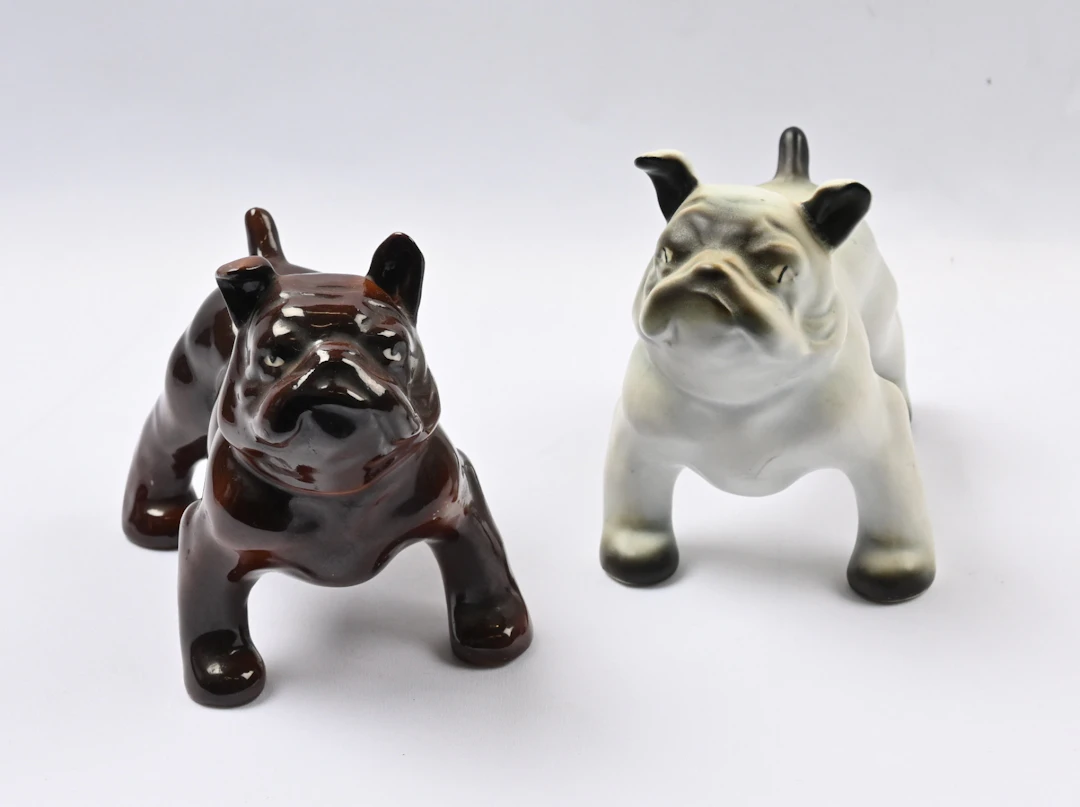 Arabia, Bulldog figurine, stamped on the bottom. Includes another