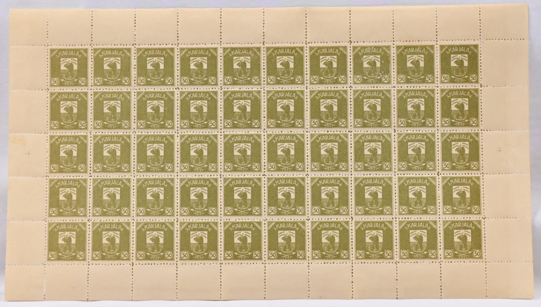 50 penni fine COMPLETE SHEET of 50 stamps, very fine mint **