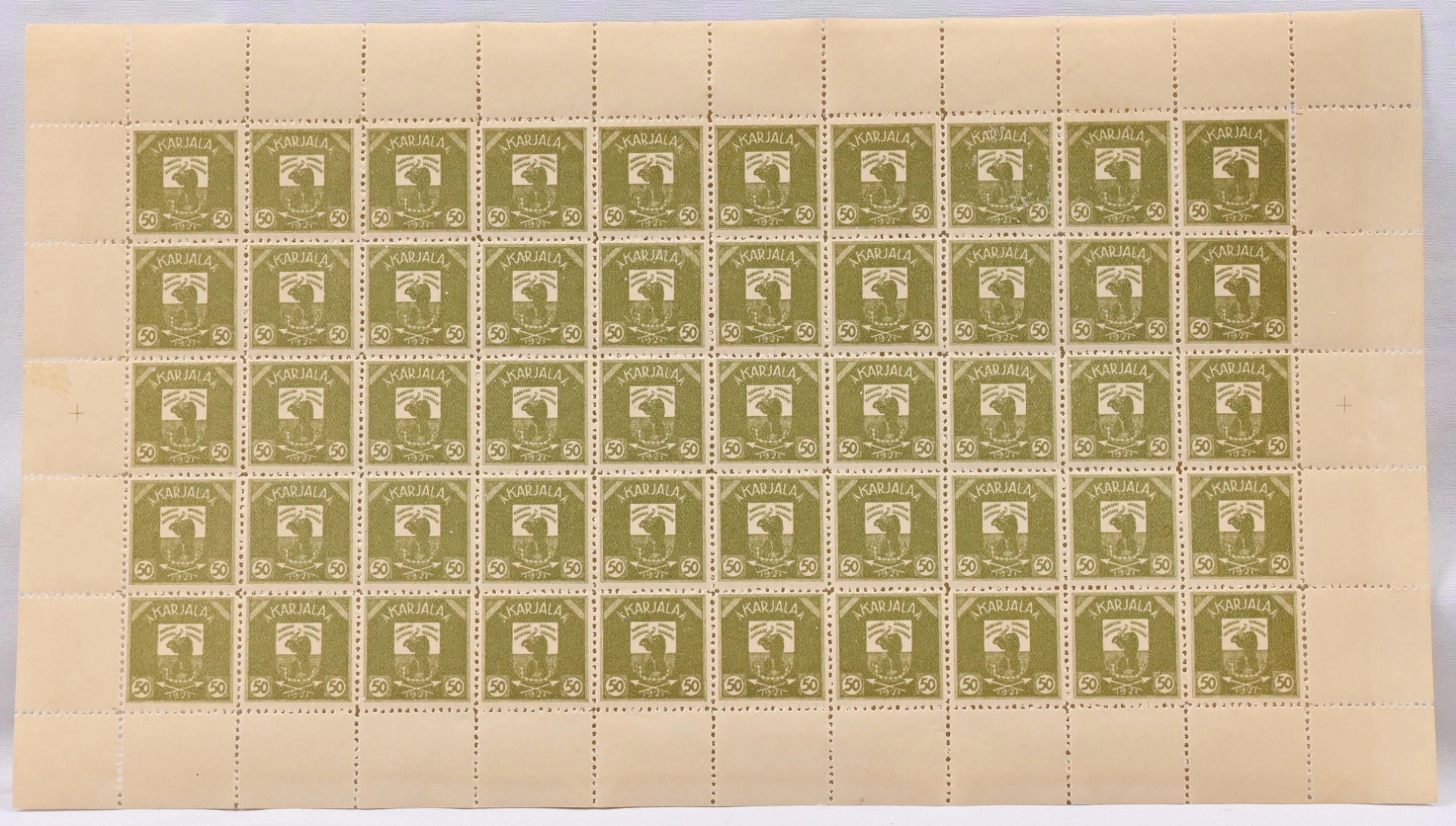 50 penni fine COMPLETE SHEET of 50 stamps, very fine mint **