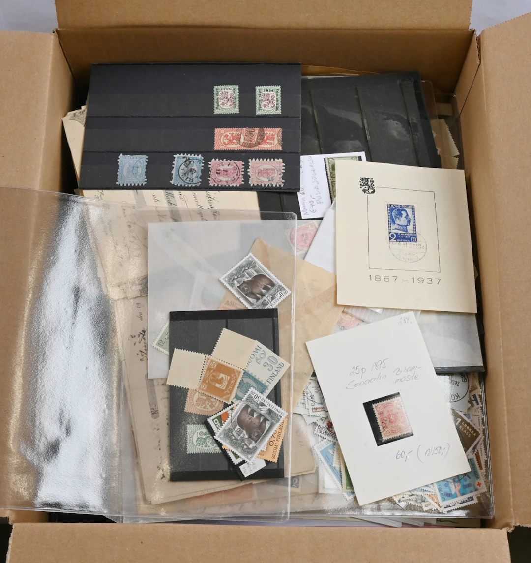 Interesting stamp and postal item selection in a box of nearly 3½