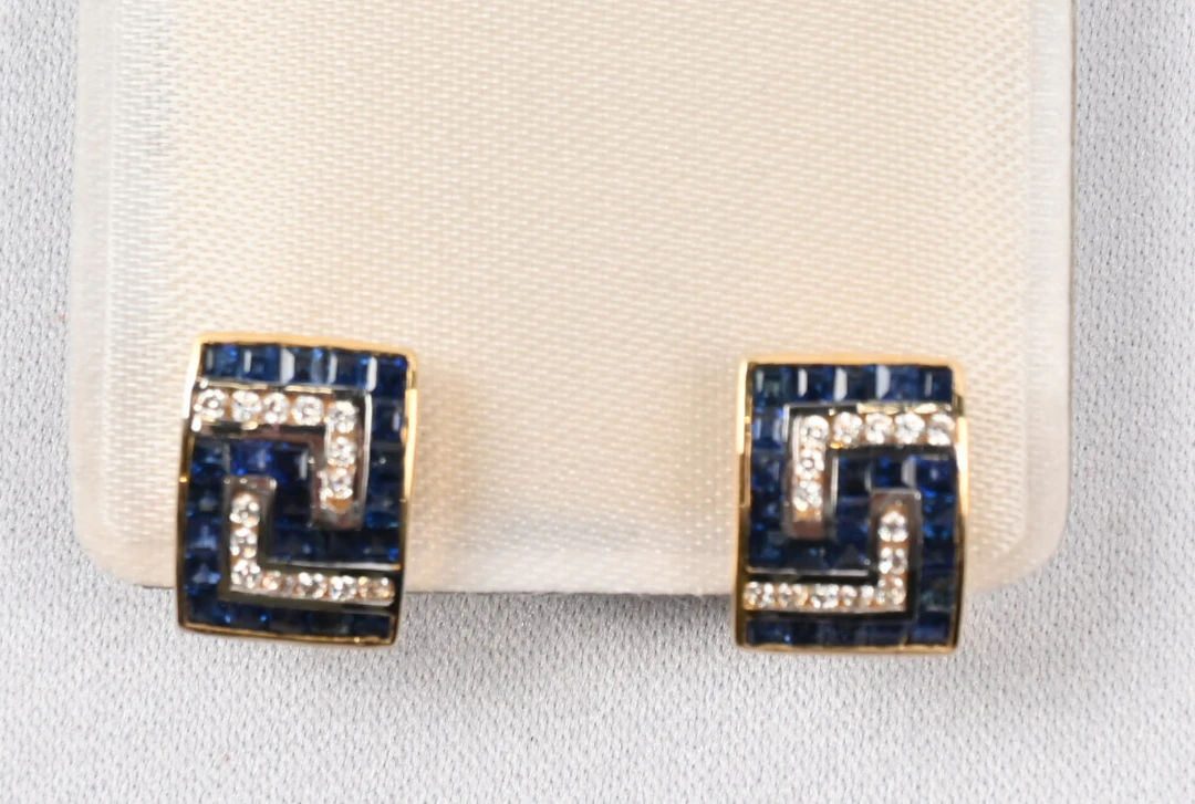 Diamond earrings with colorful stones gold (14 k). Gross weight approximately