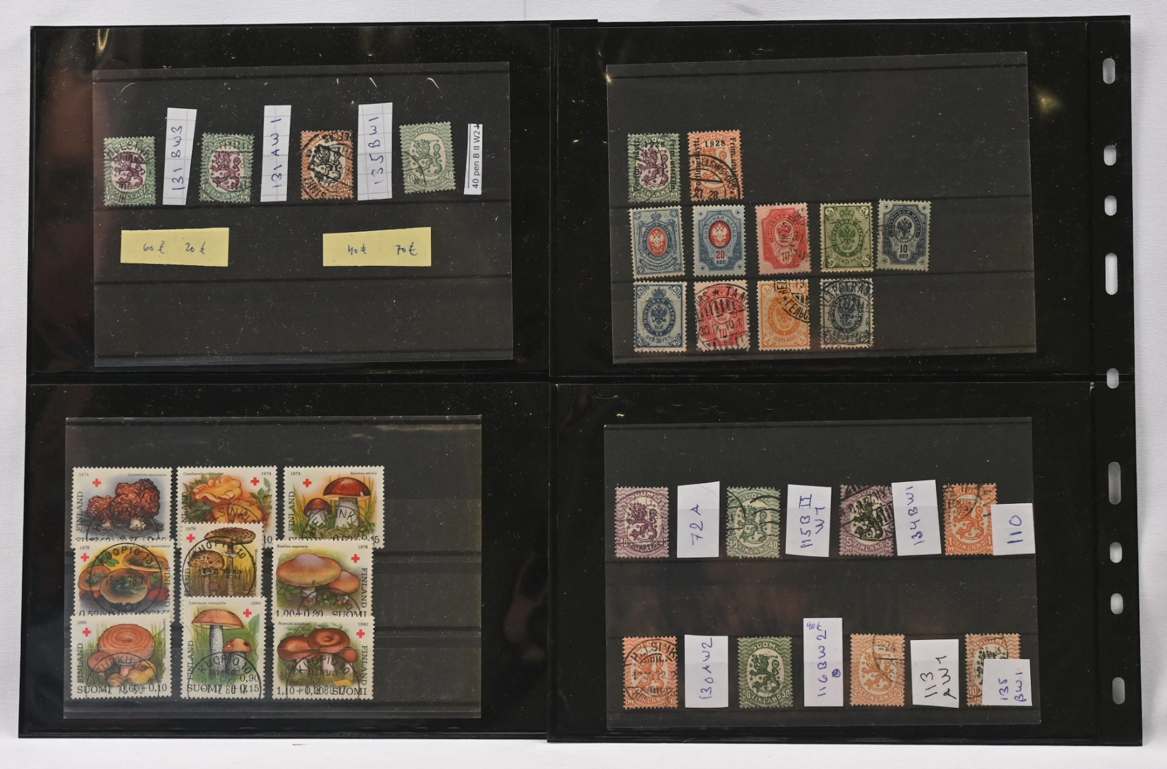 On pages selection of stamps including eg. watermark varieties of