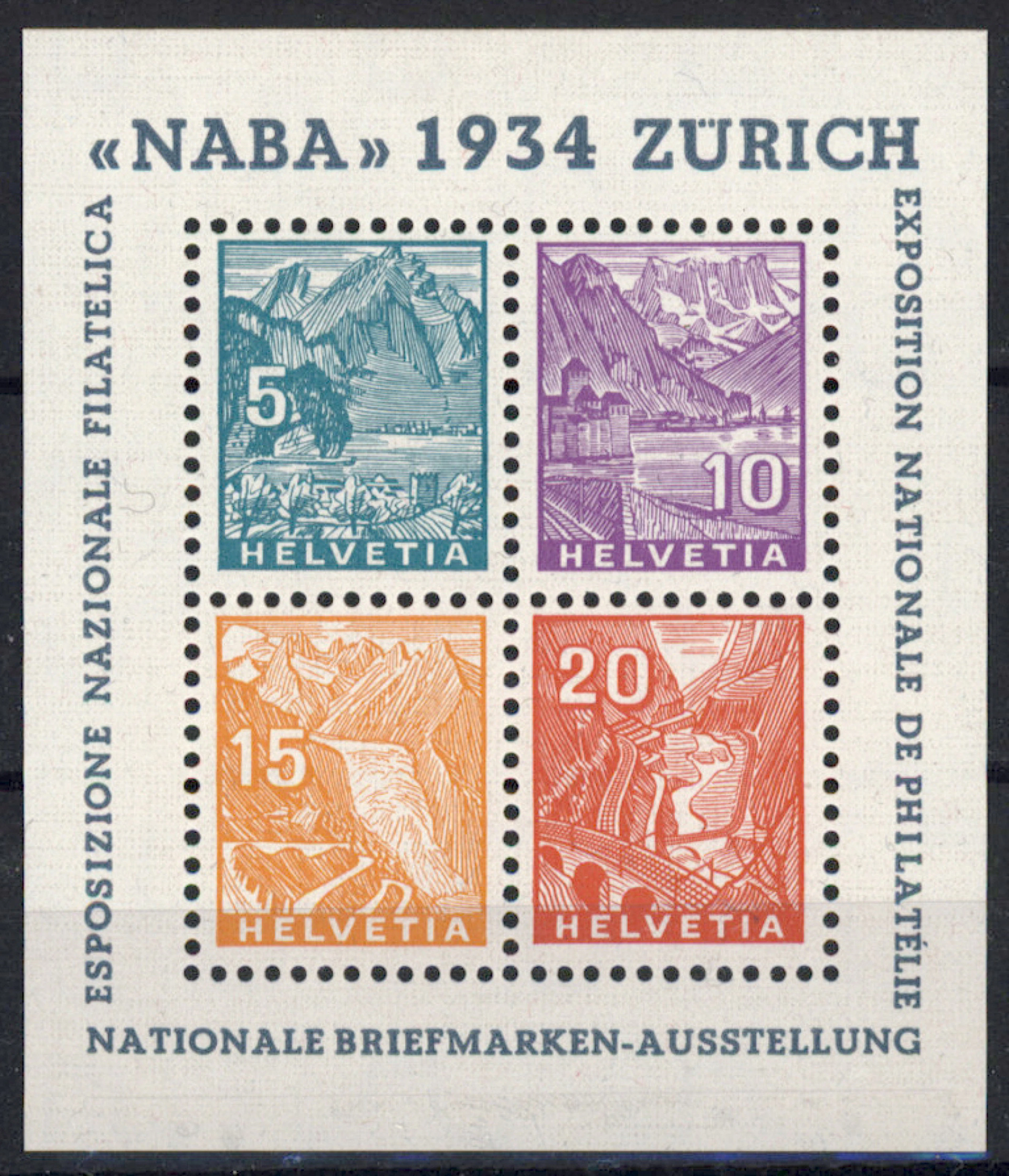 1934 NABA Mi BL1, mint * miniature sheet.