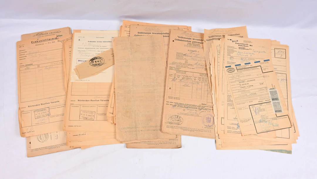 Selection of waybills mainly with newer Finnish States Railway stamps.