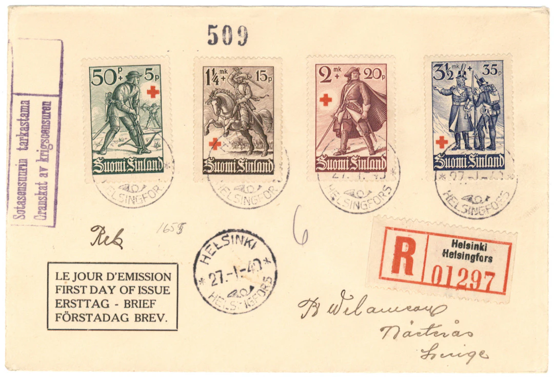 1940 Red Cross set 27.1.1940 to Sweden.