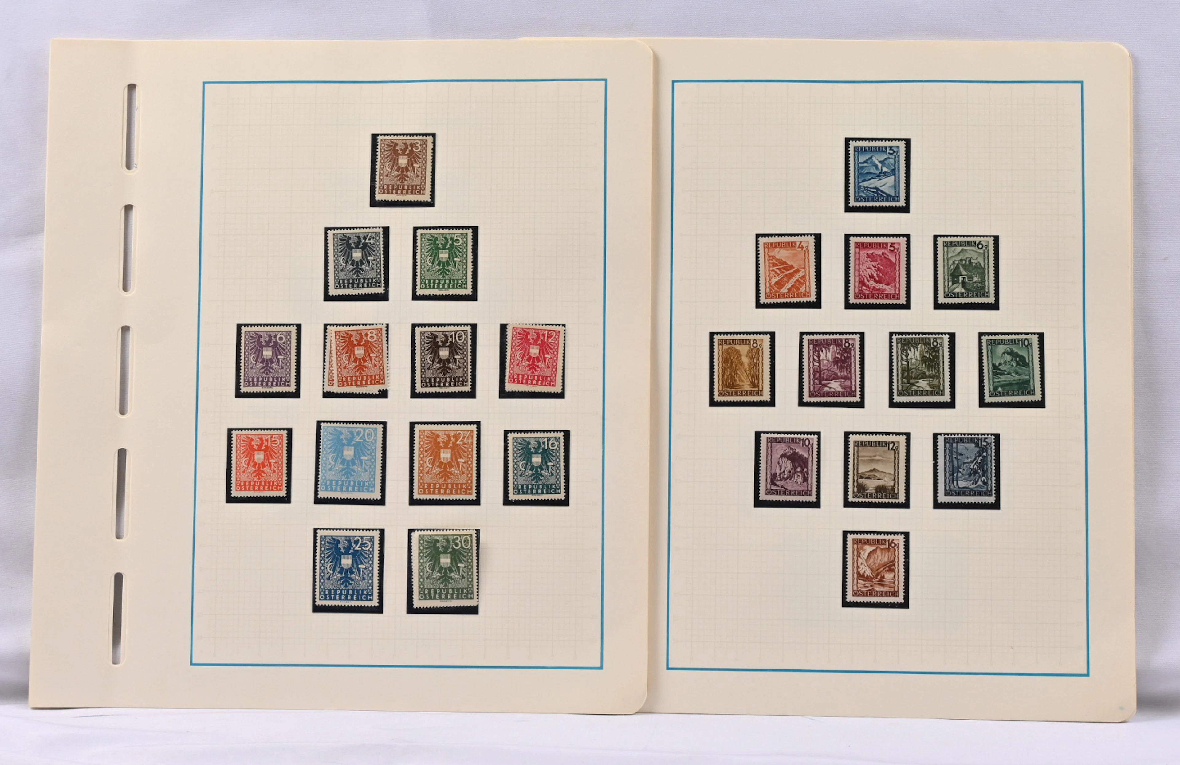 1945 - 1959 collection on pages, the first two years mint * and used