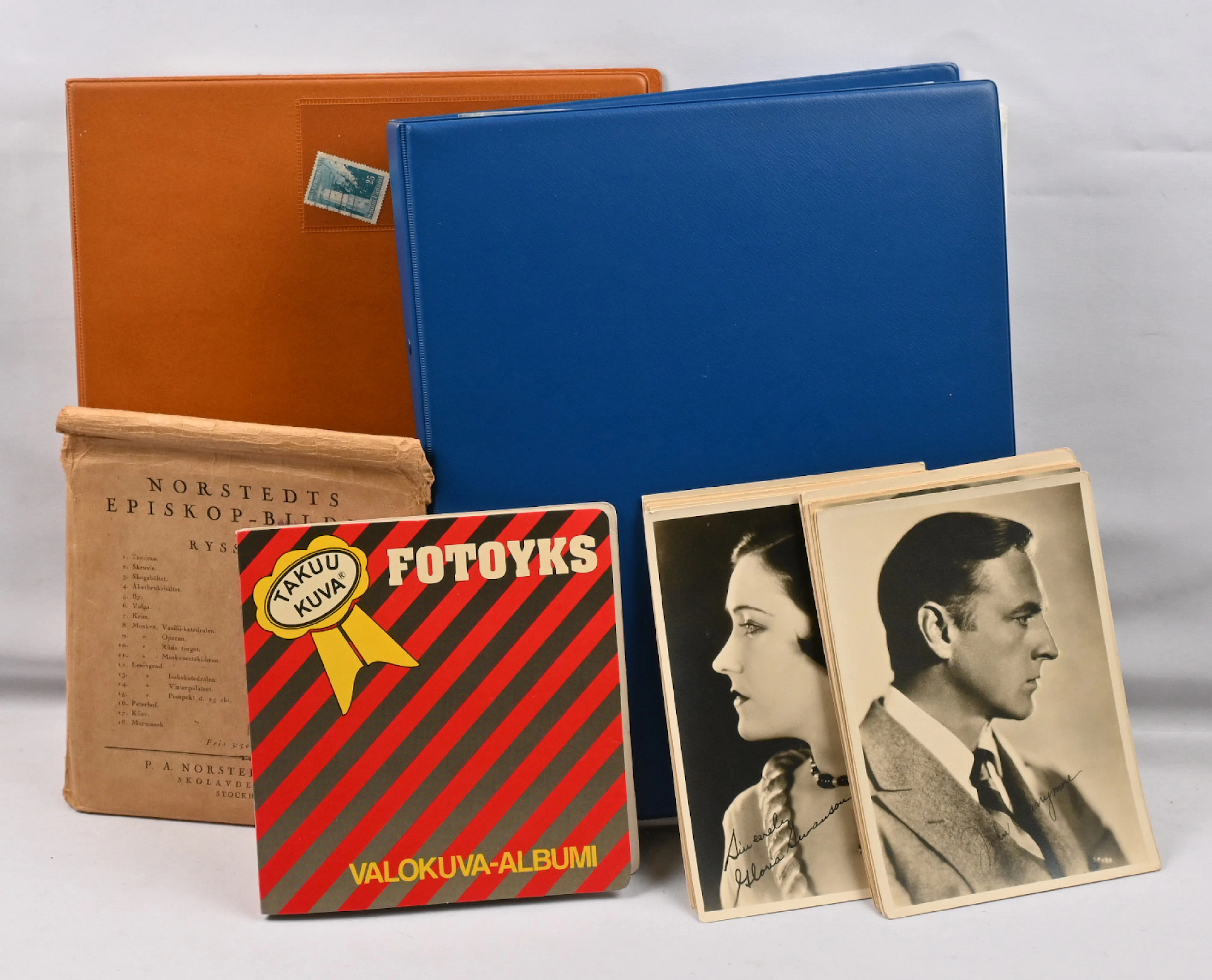 Mixed cards in two albums etc. Artist and topographical cards from