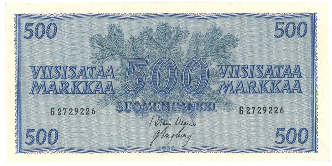1956 500 markka condition 0-01.