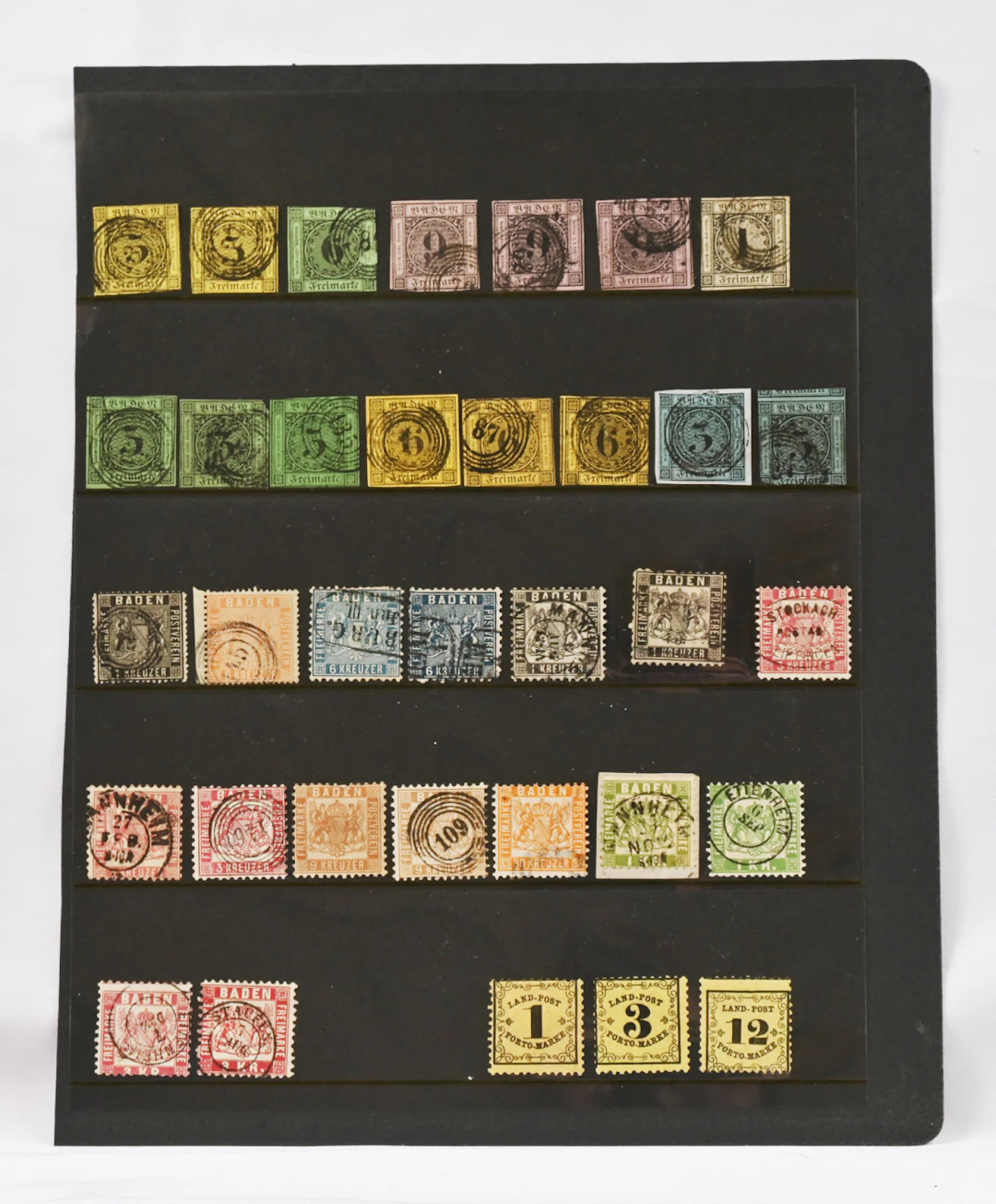 Baden and Thurn und Taxis, **/*/o stamp lot on two stockcards. Some