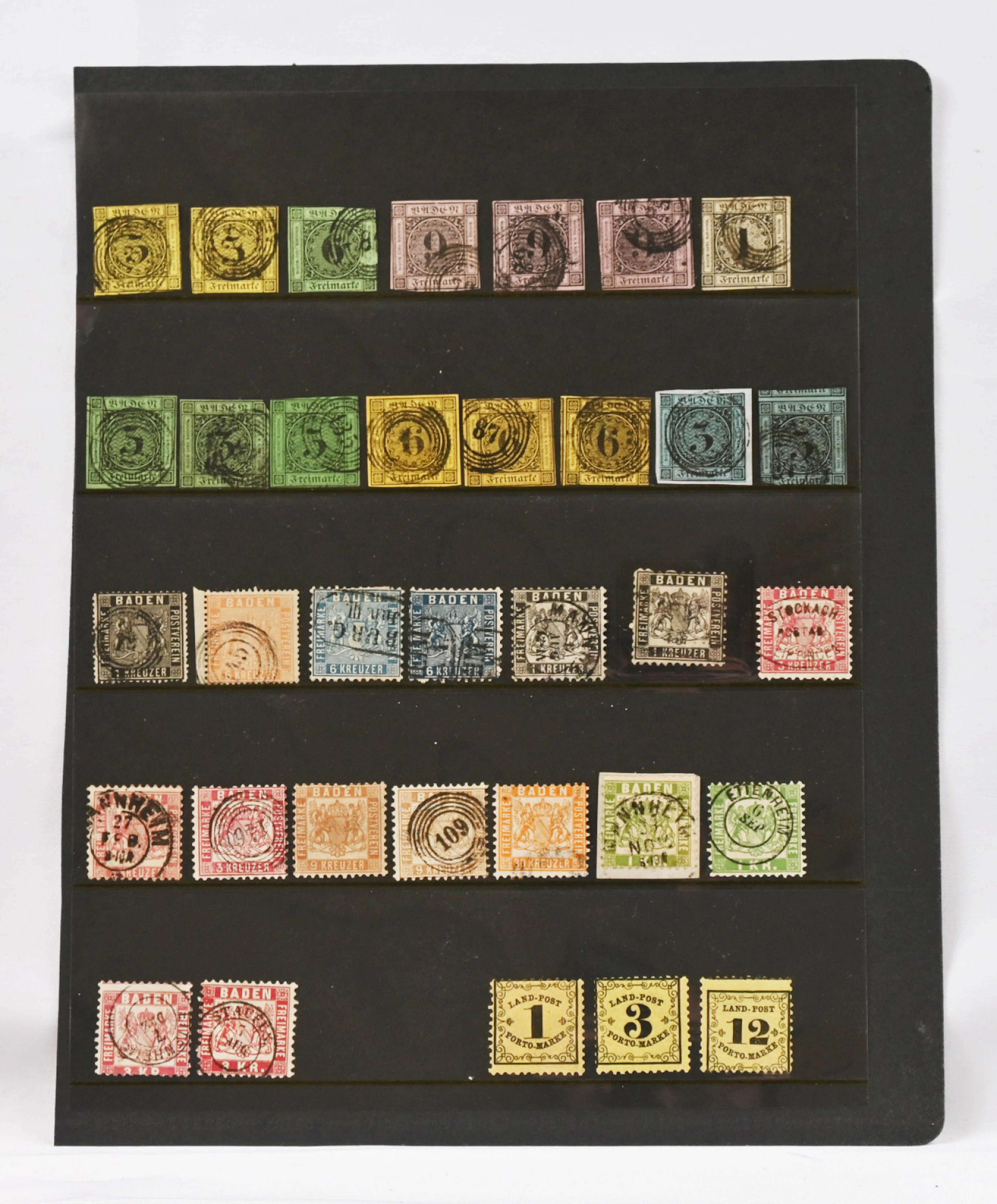 Baden and Thurn und Taxis, **/*/o stamp lot on two stockcards. Some