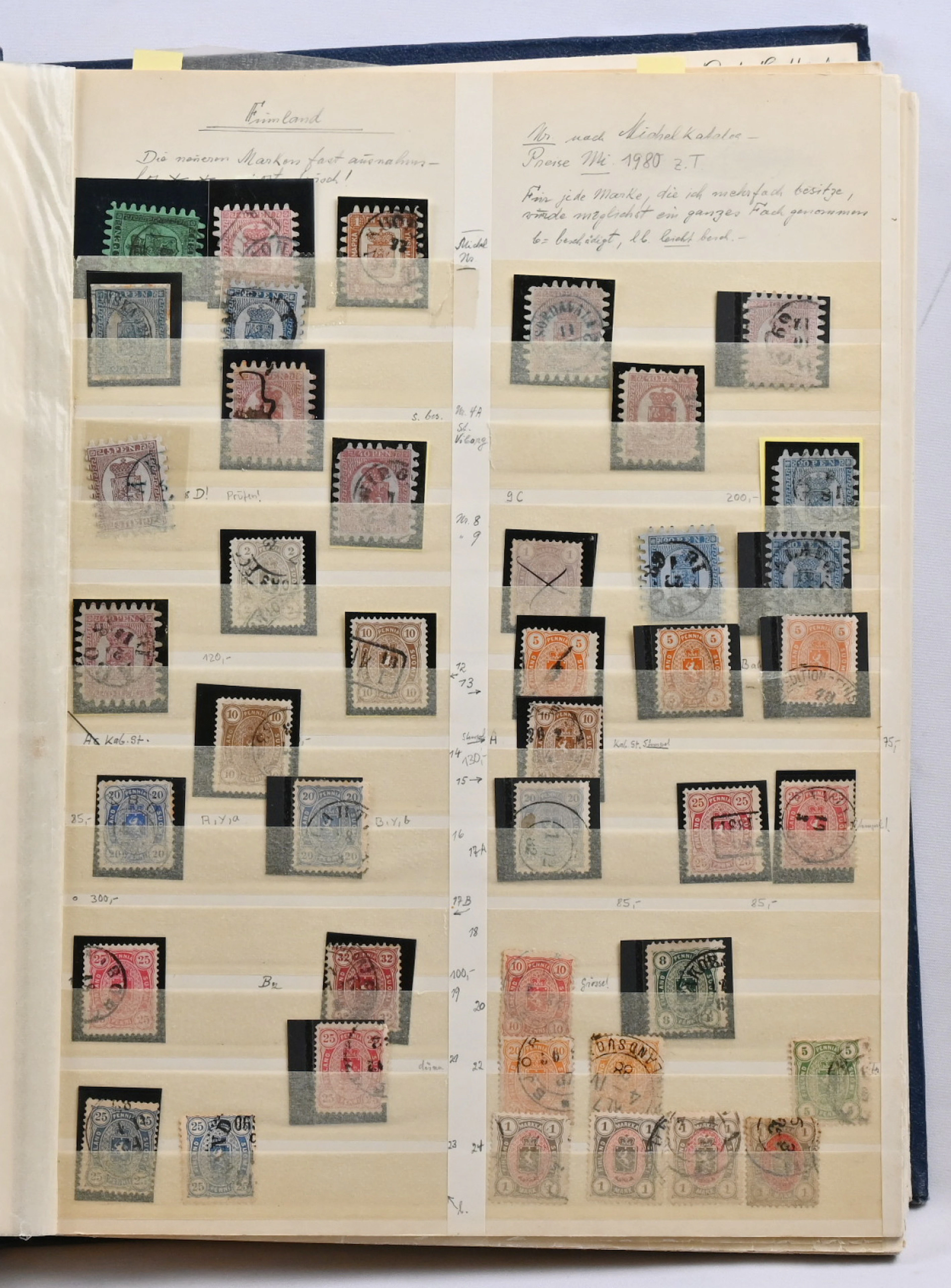 Starting from 1866 old stock album of material including eg. serpentine
