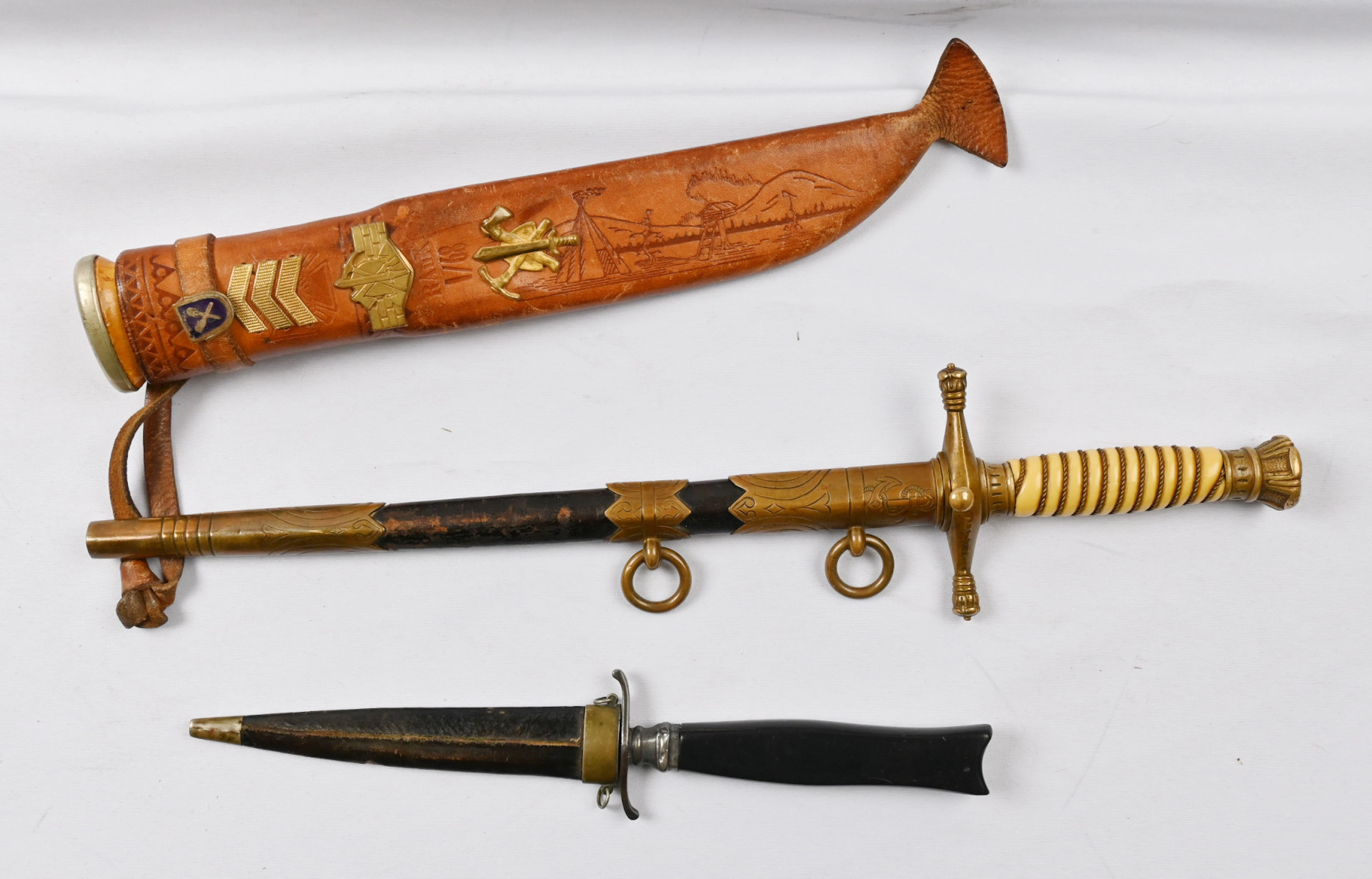 Selection of two daggers, blades with no markings. Additionally an