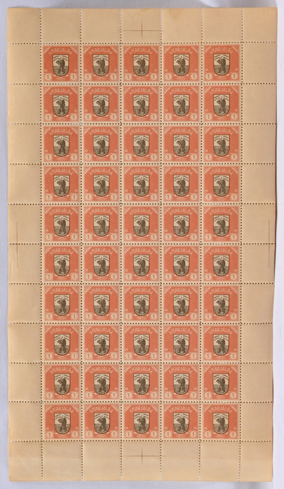 1 markka fine COMPLETE SHEET of 50 stamps, very fine mint **