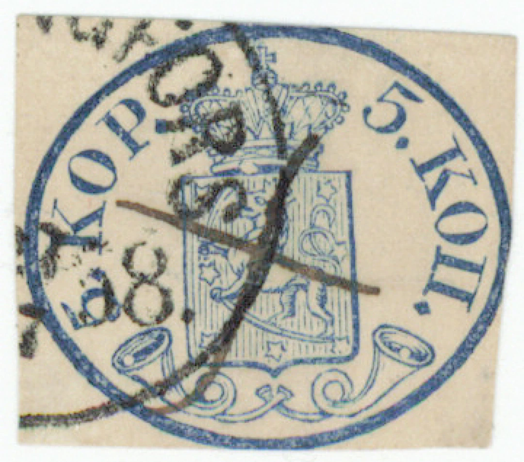 5 kop small pearls, dark blue, narrow margins. Beautiful Helsingfors